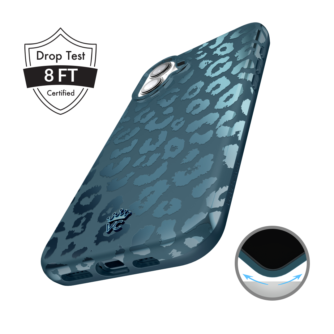Metallic Navy Leopard iPhone Case
