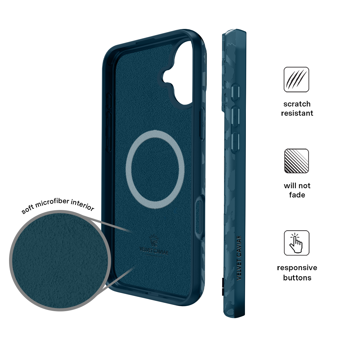 Metallic Navy Leopard iPhone Case