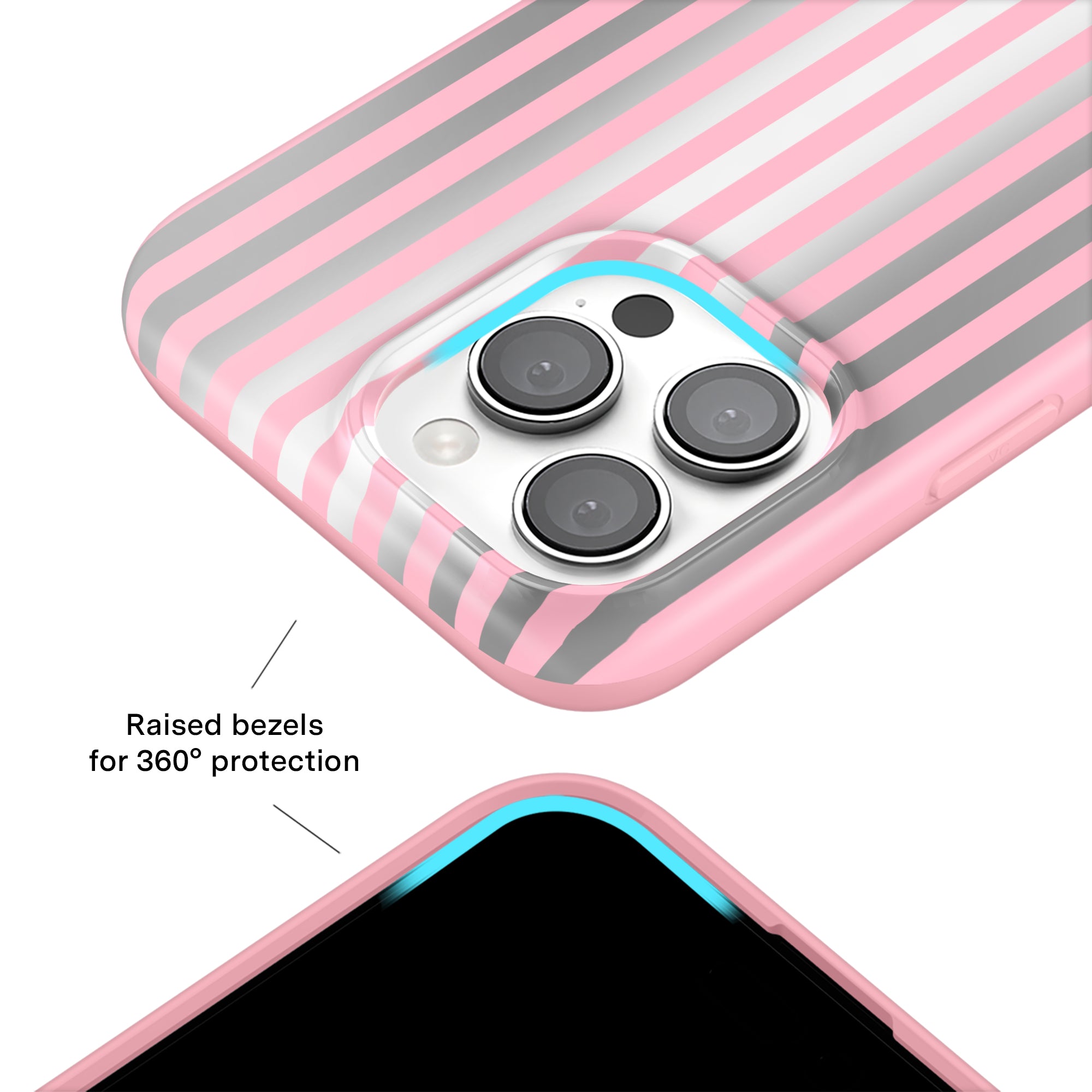 Pink Chrome Stripes iPhone Case