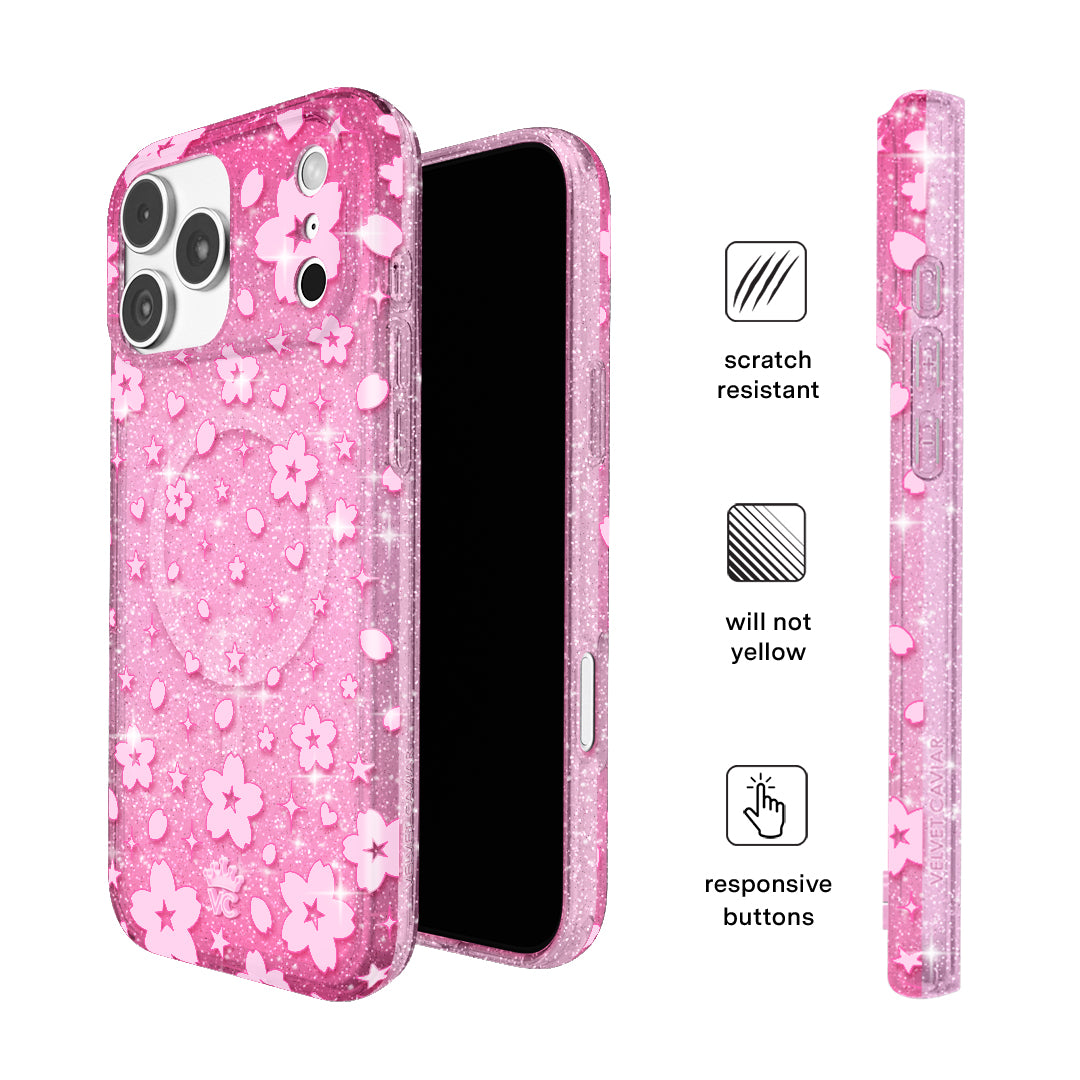 Cherry Blossom Glitter iPhone Case