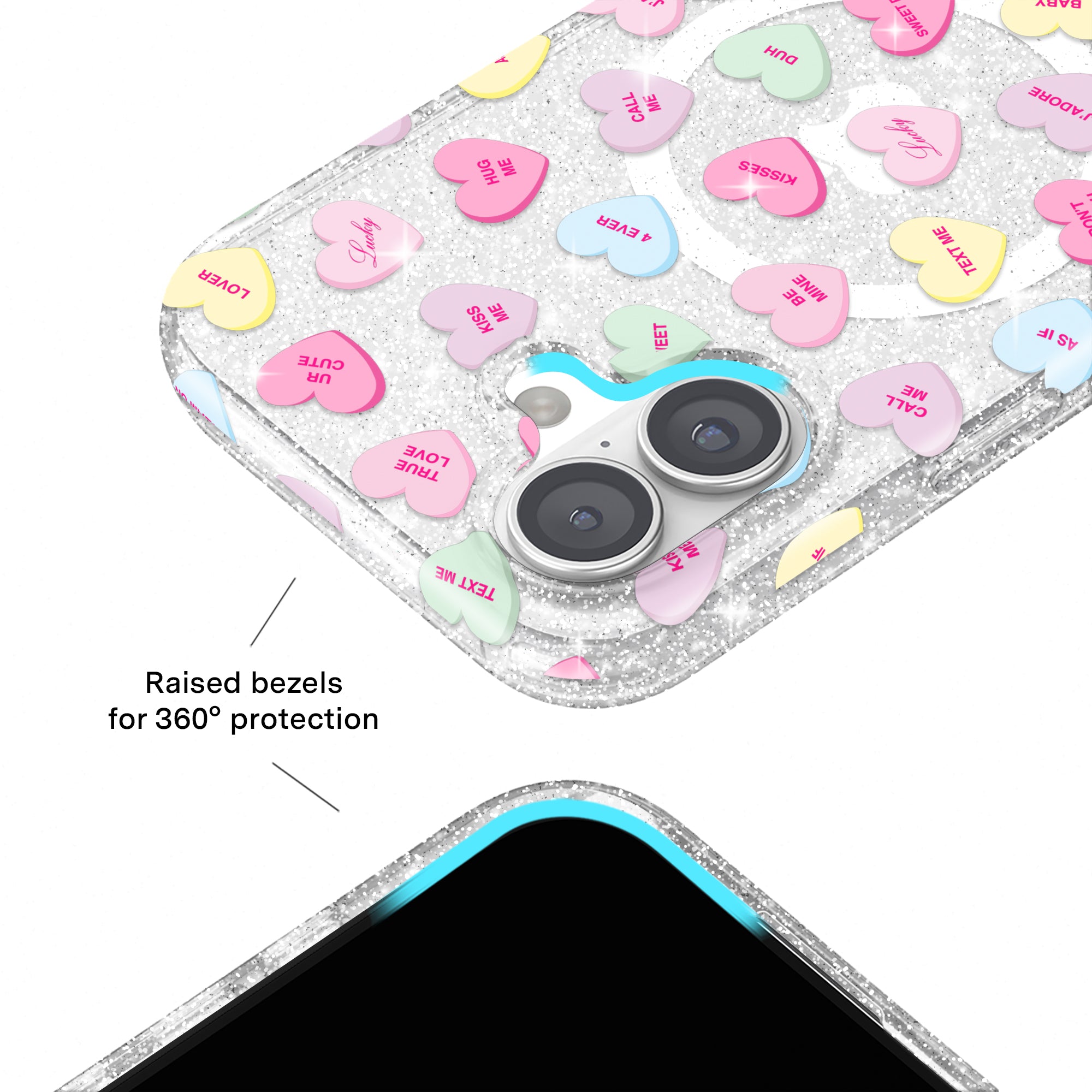 Sweet Hearts Glitter iPhone Case