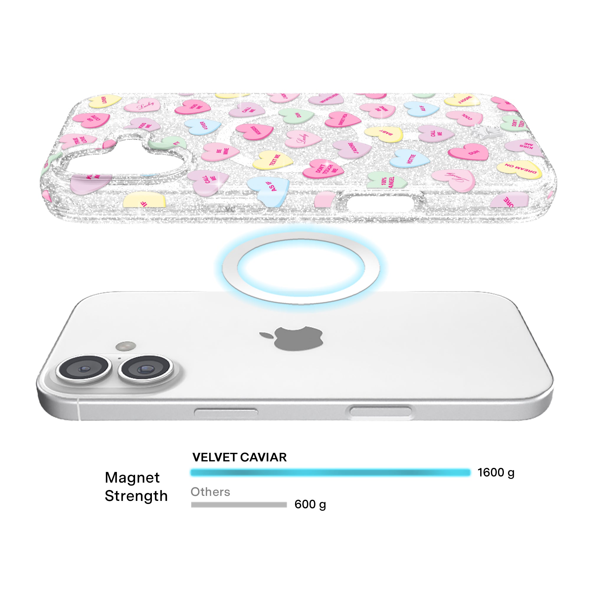 Sweet Hearts Glitter iPhone Case