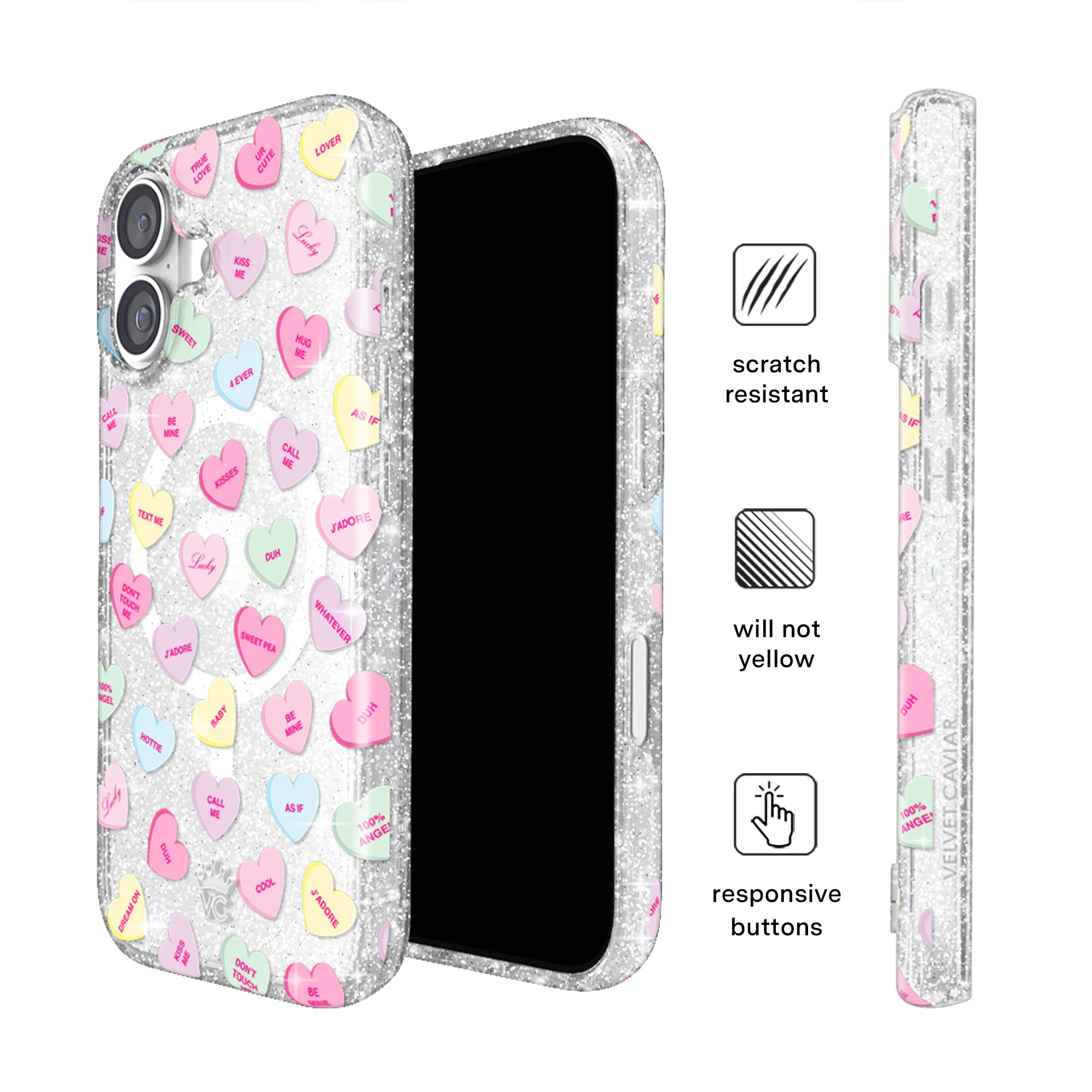 Sweet Hearts Glitter iPhone Case