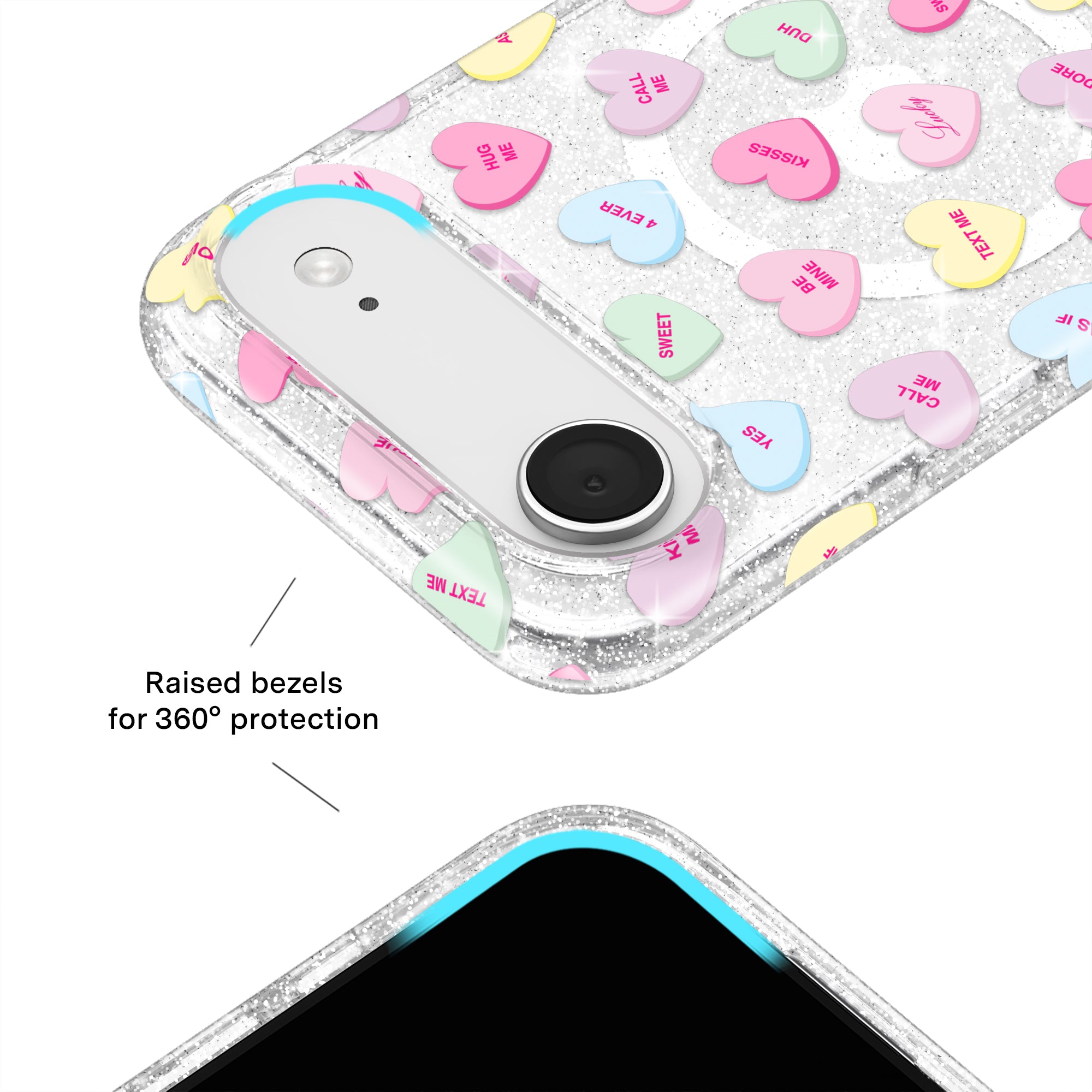 Sweet Hearts Glitter iPhone Case