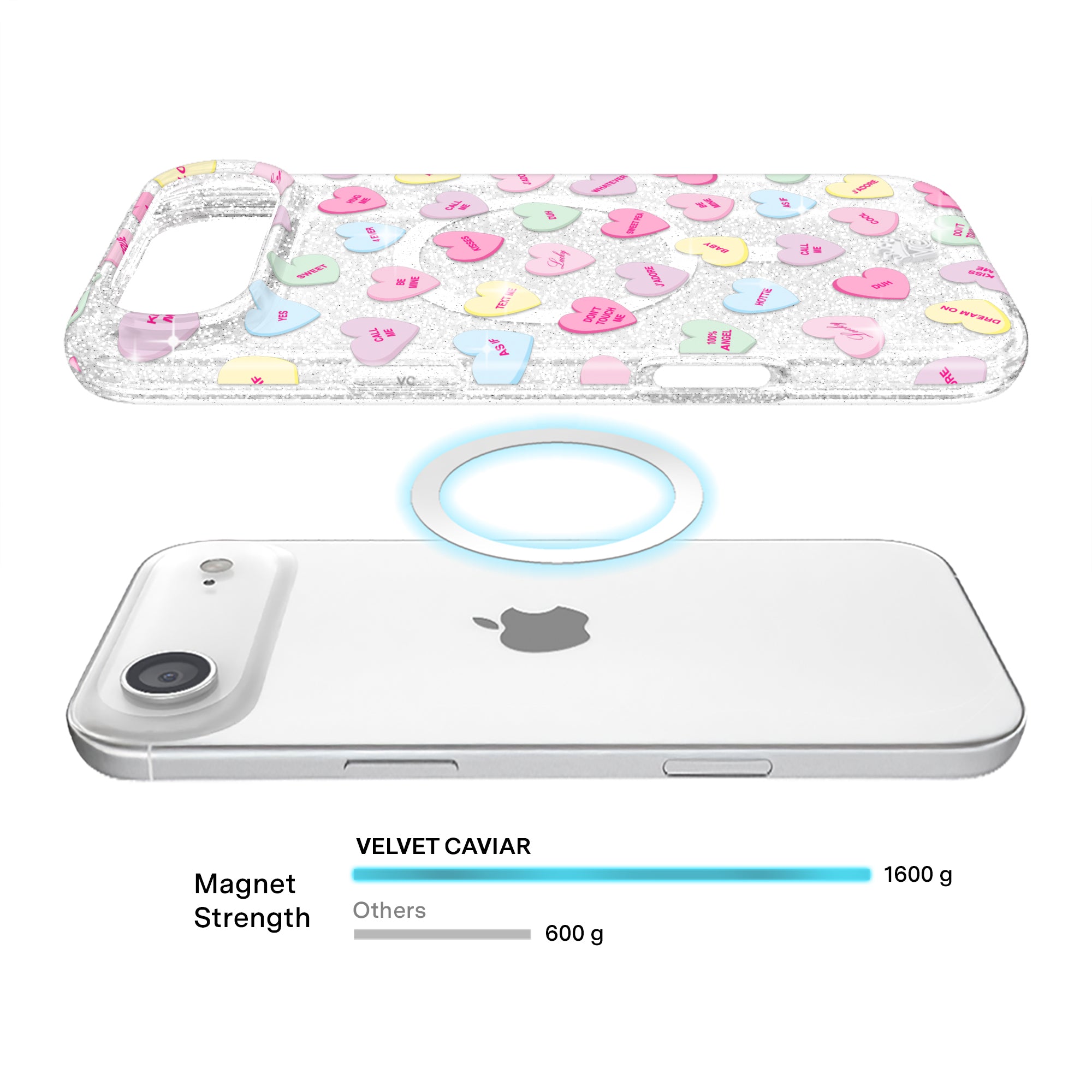 Sweet Hearts Glitter iPhone Case