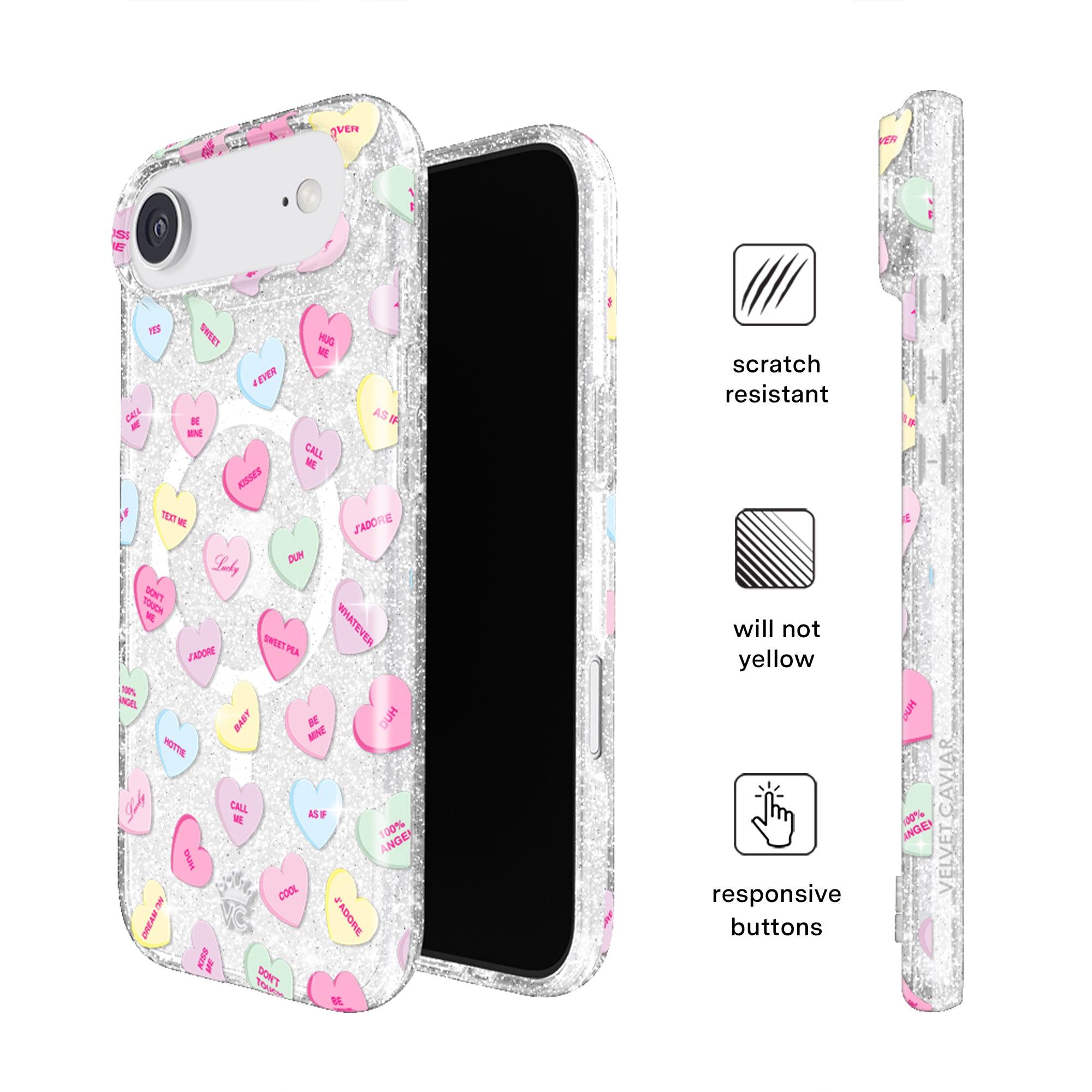Sweet Hearts Glitter iPhone Case