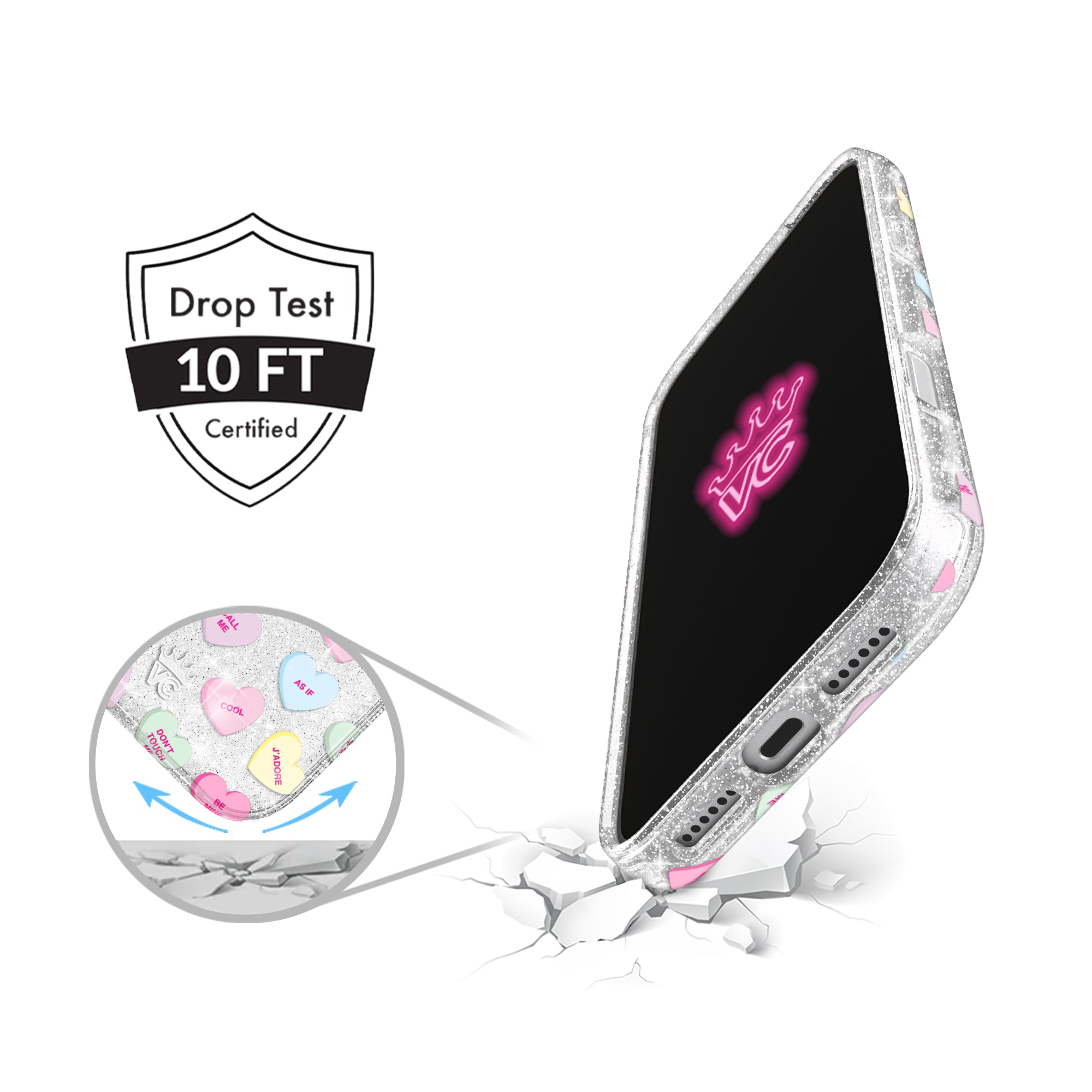 Sweet Hearts Glitter iPhone Case