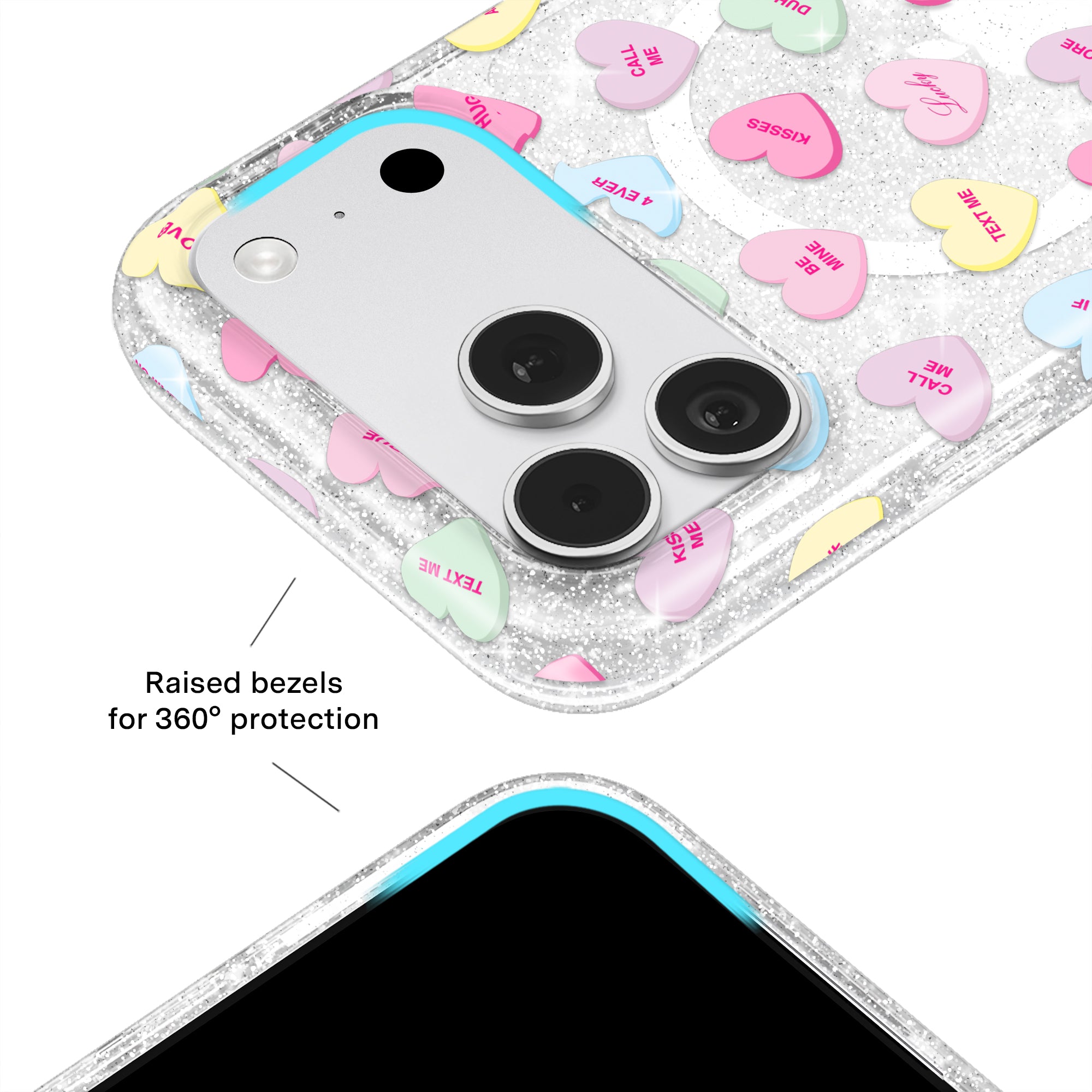 Sweet Hearts Glitter iPhone Case