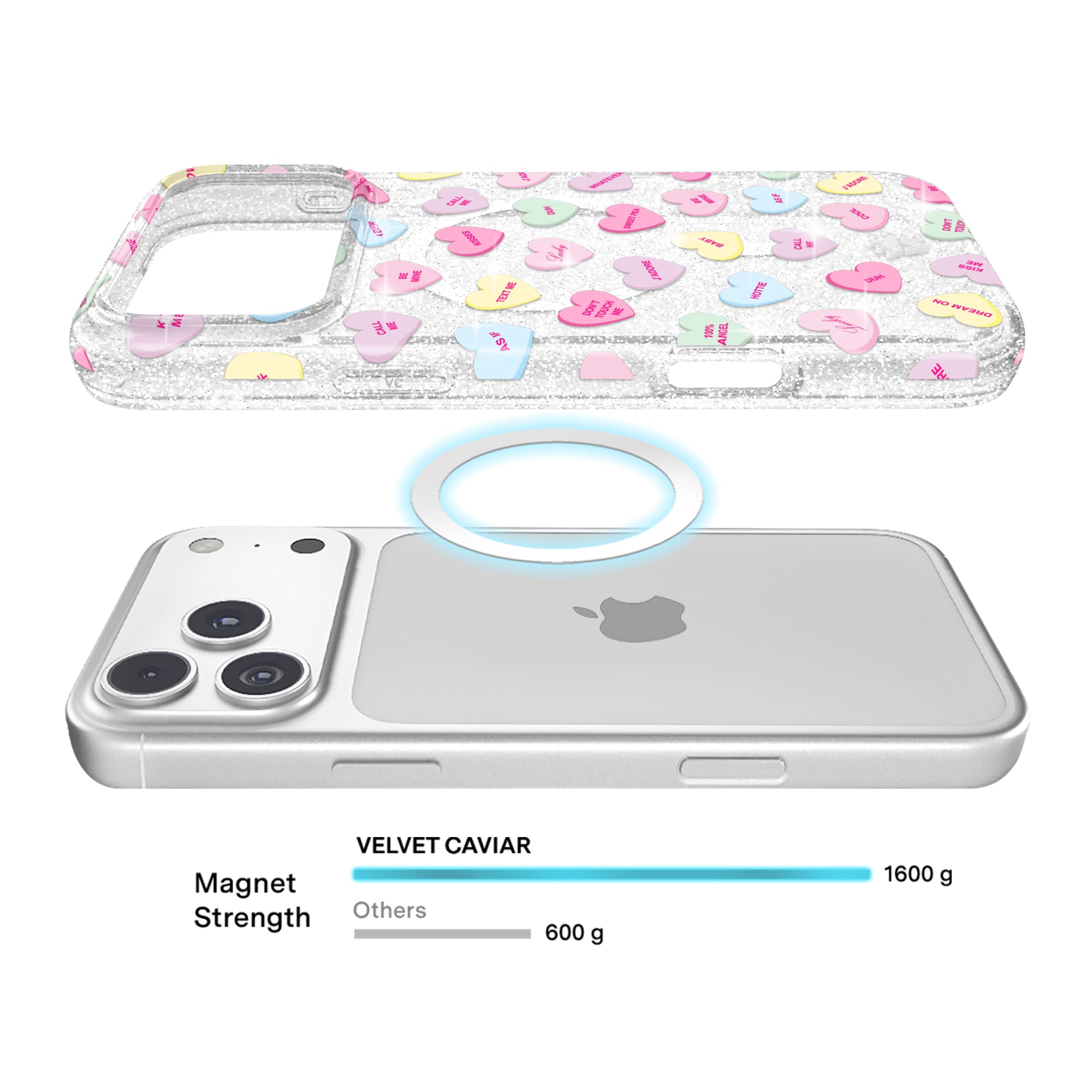 Sweet Hearts Glitter iPhone Case