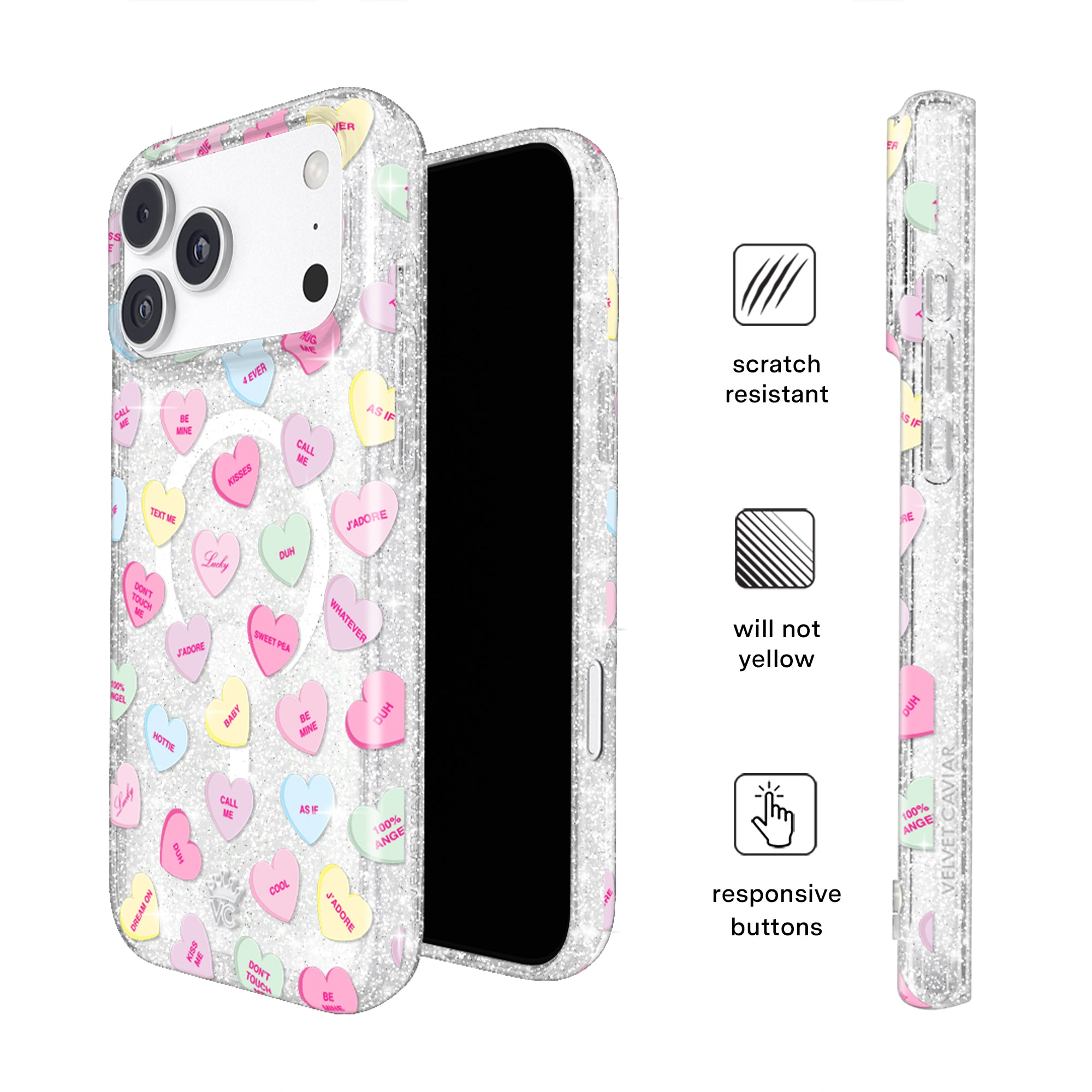 Sweet Hearts Glitter iPhone Case