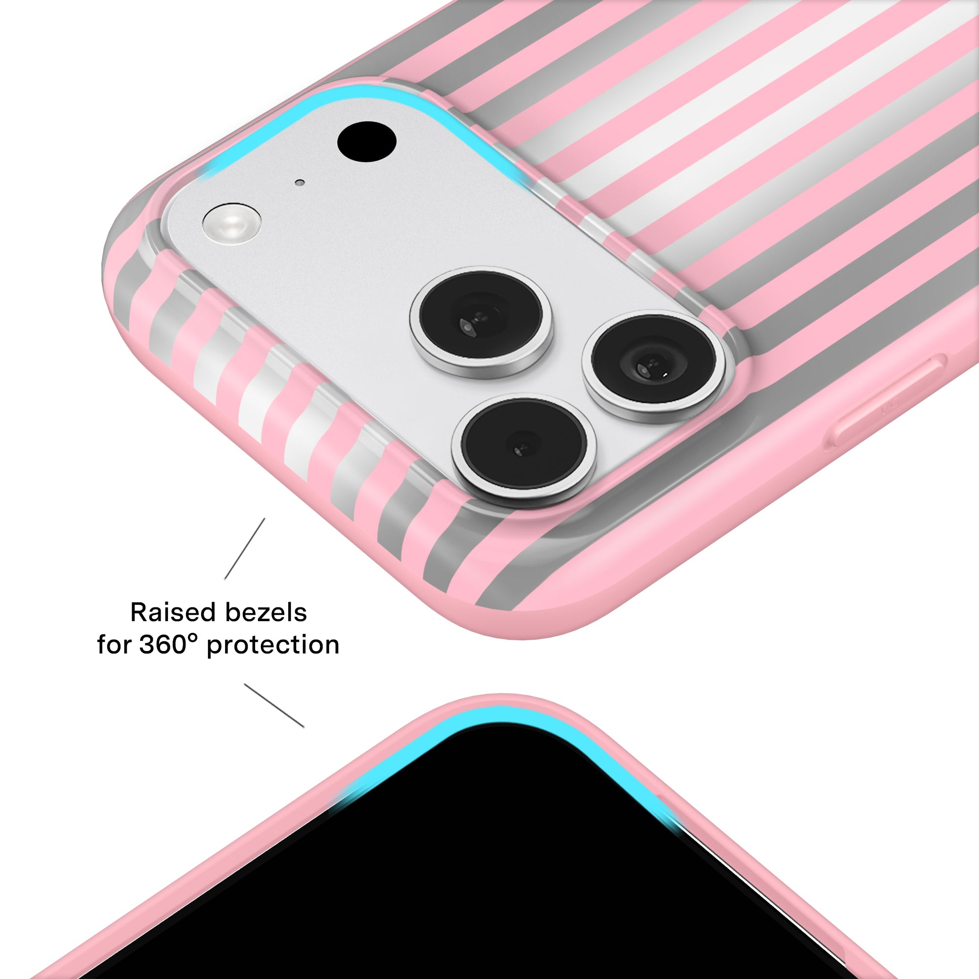 Pink Chrome Stripes iPhone Case