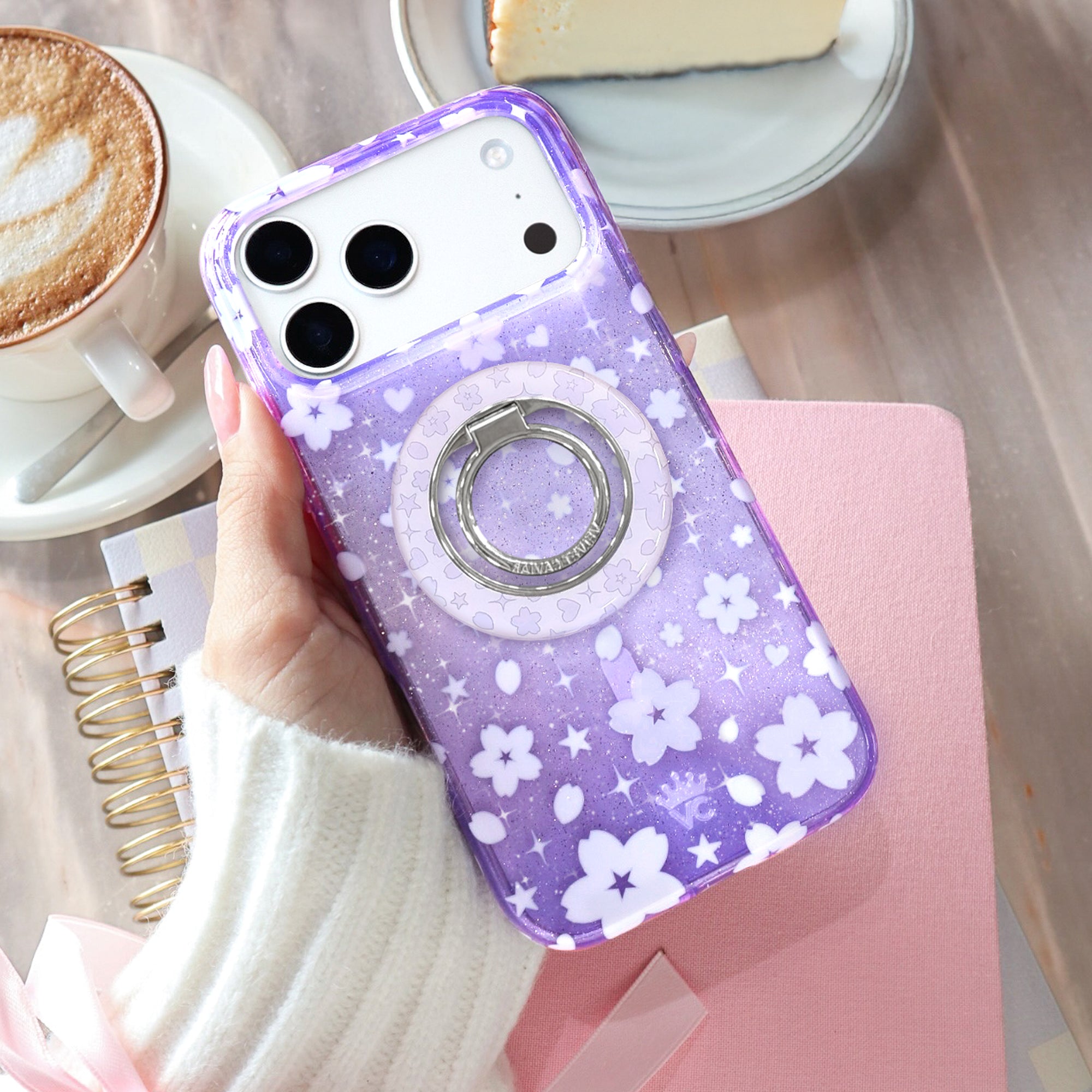 Lavender Cherry Blossom MagSafe Grip Ring