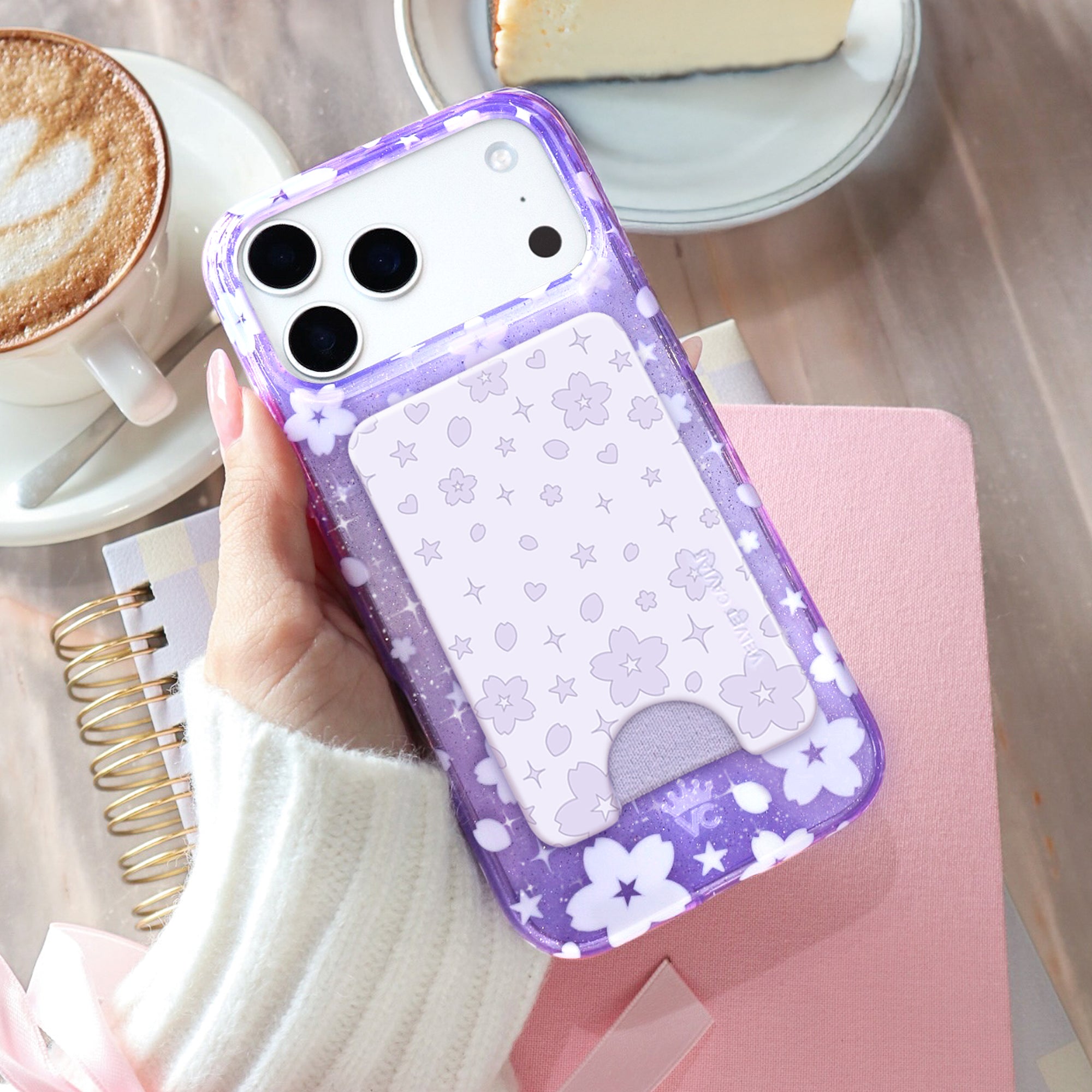 Lavender Cherry Blossom MagSafe Wallet