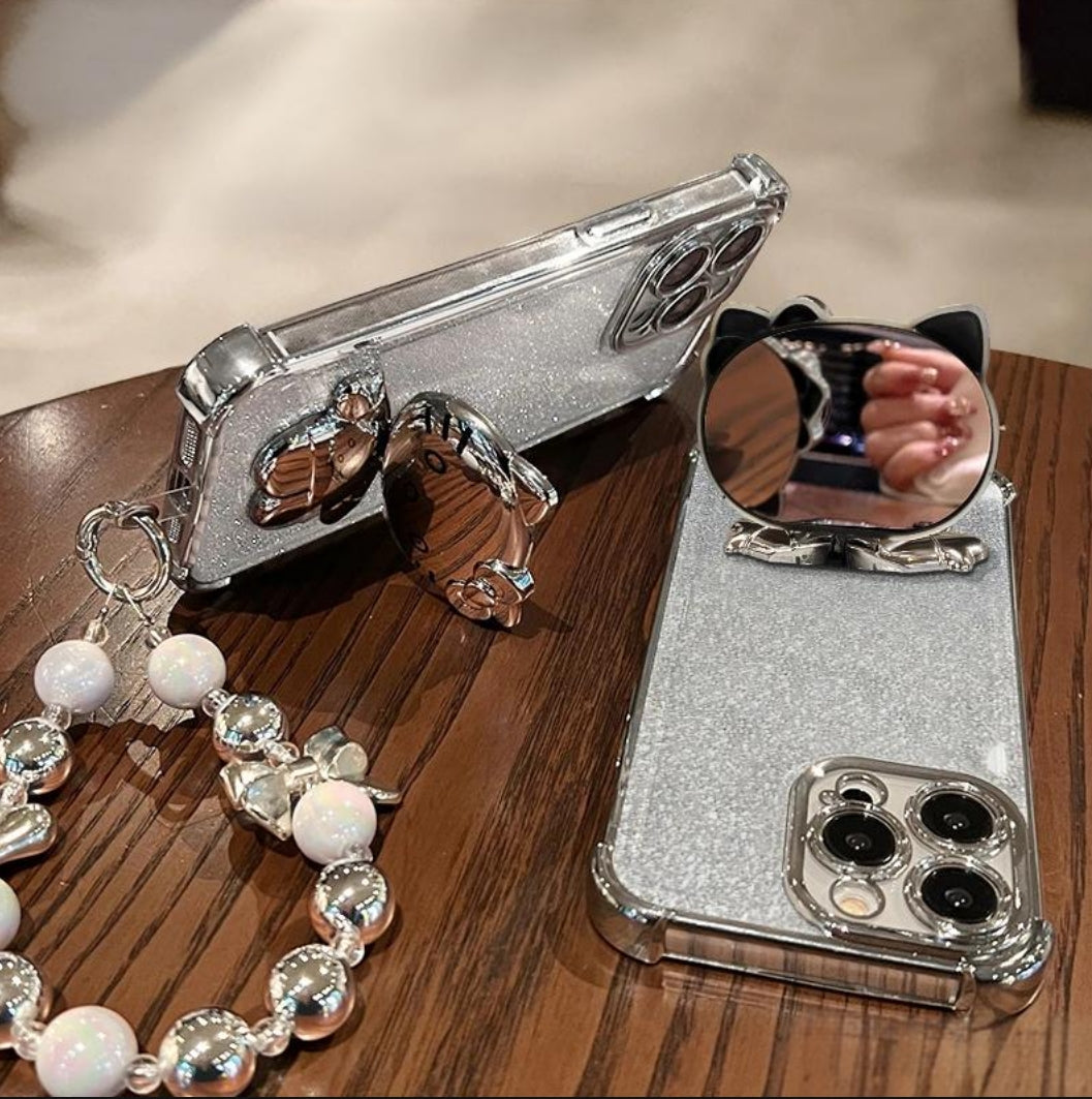 Silver Hello Kitty Mirrored Bracelet Phone Case