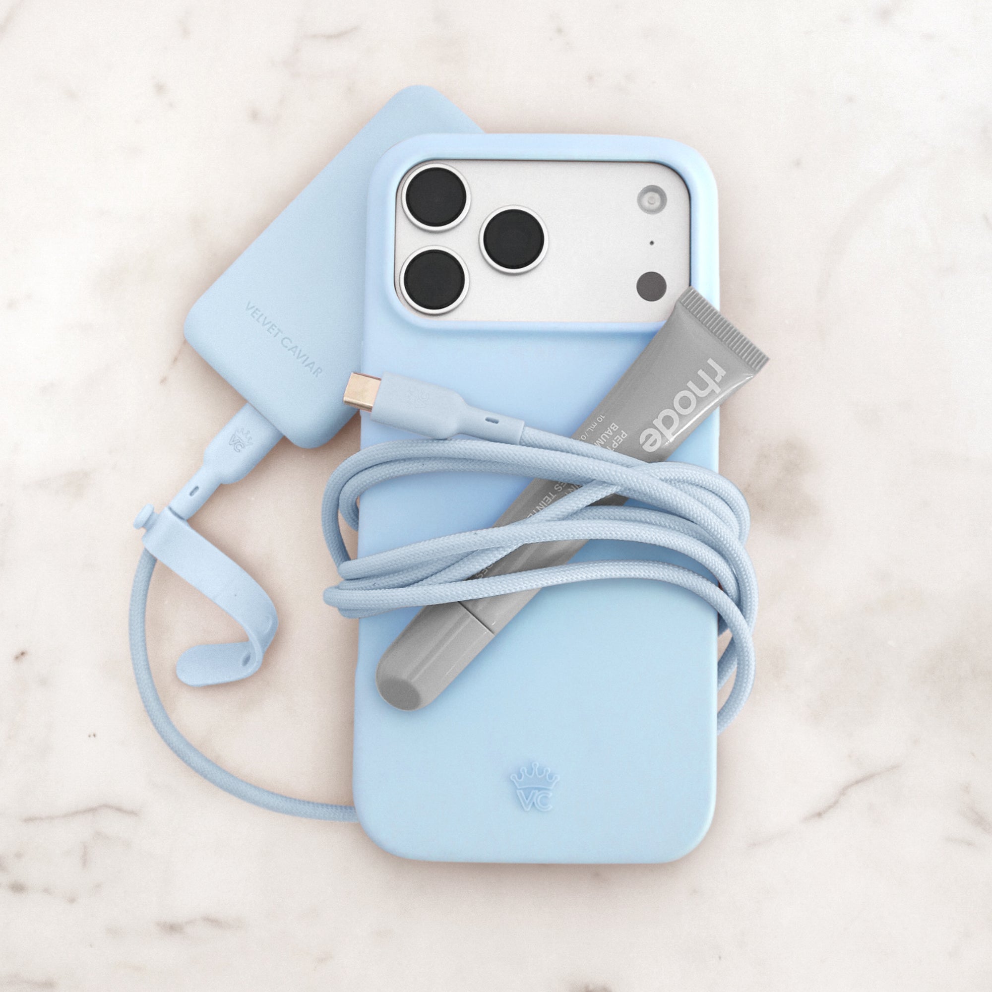 Whisper Blue Fast Charging Set, Dual Port Wall Adapter + 6ft USB-C Cable