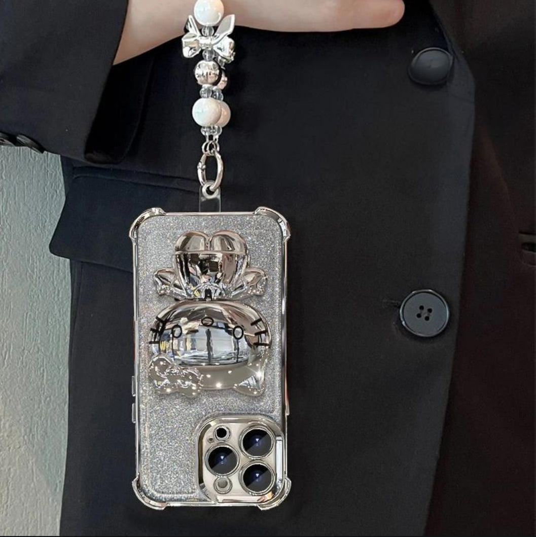 Silver Hello Kitty Mirrored Bracelet Phone Case
