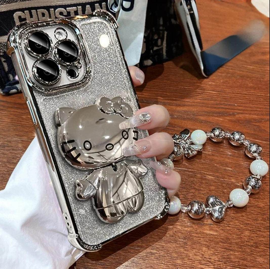 Silver Hello Kitty Mirrored Bracelet Phone Case