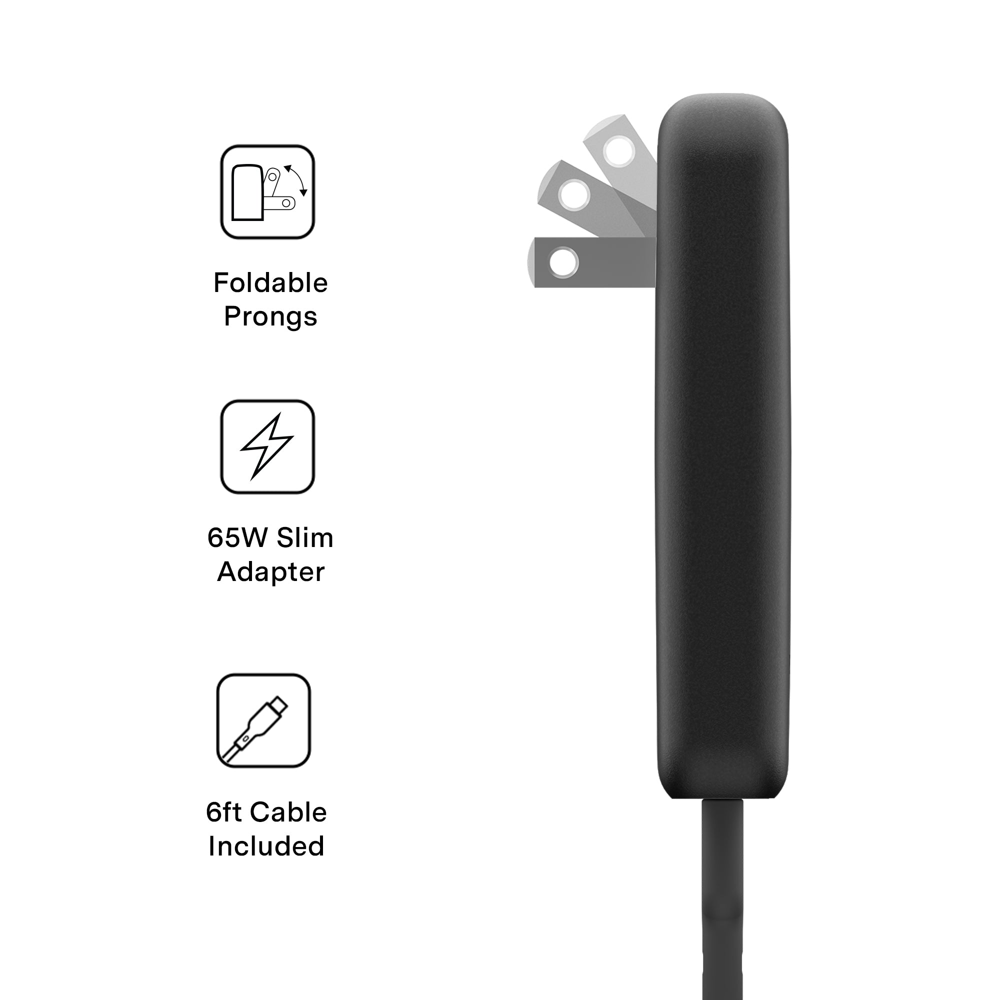 Black Fast Charging Set, Dual Port Wall Adapter + 6ft USB-C Cable