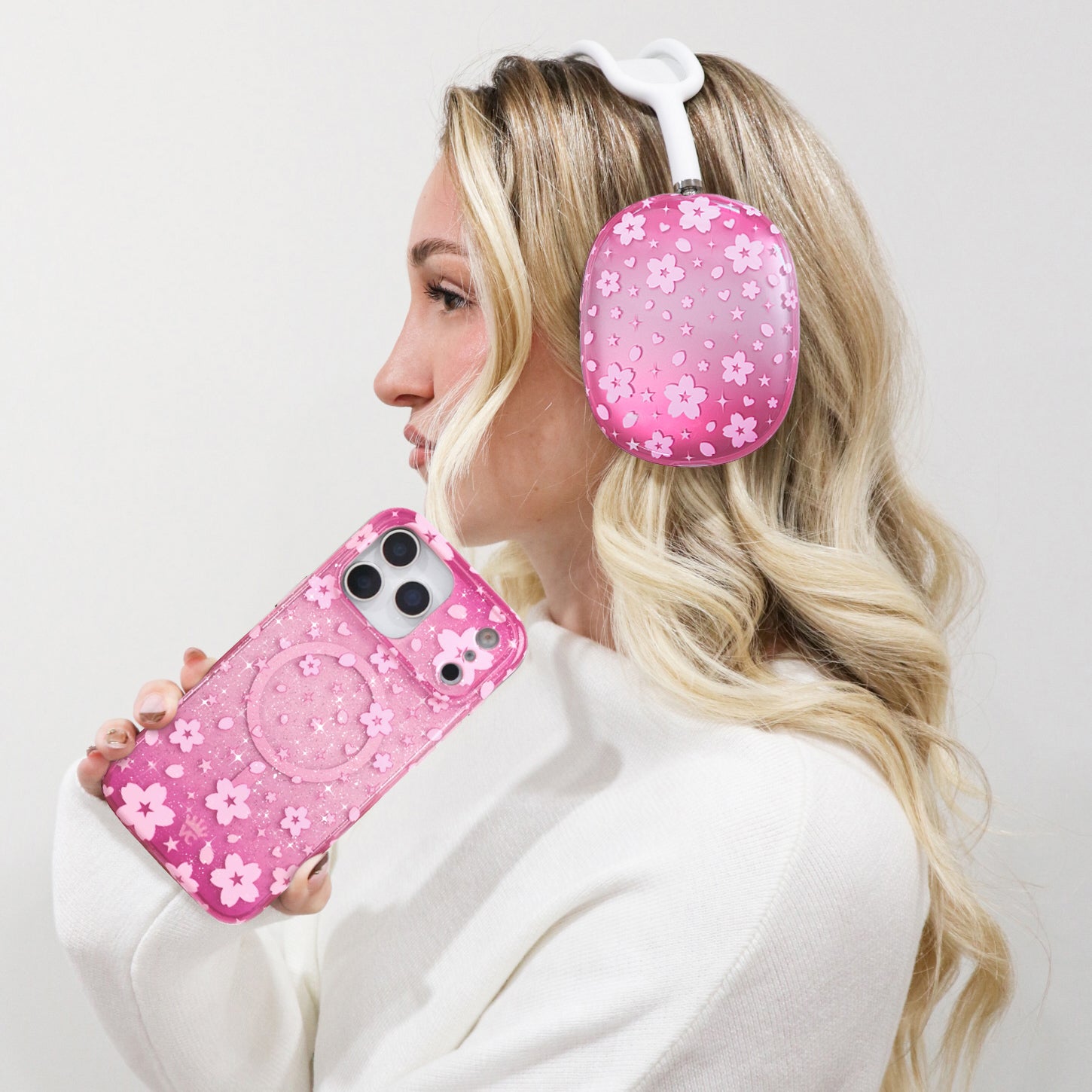 Pink Cherry Blossom AirPod Max Case