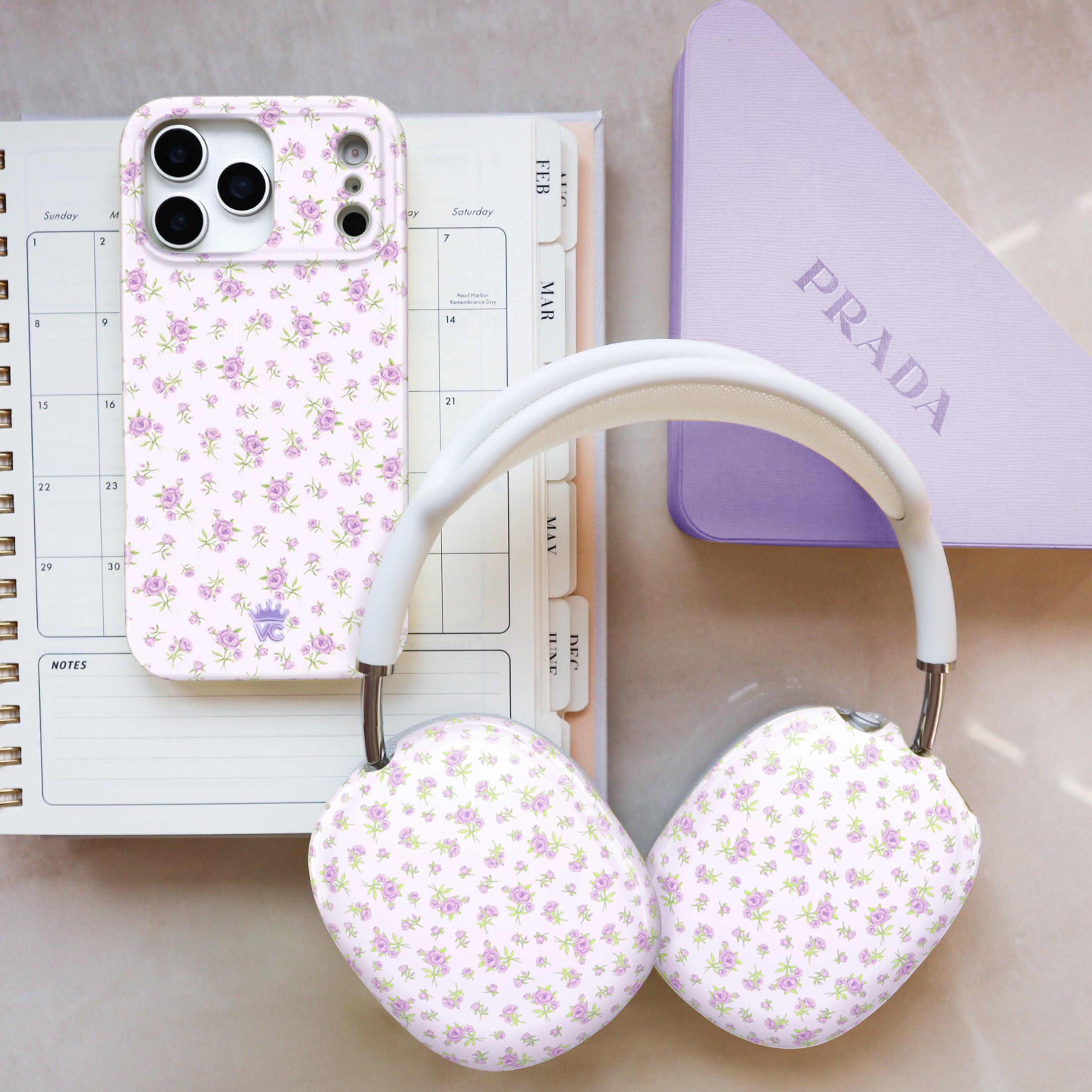 Dainty Lilac Floral AirPod Max Case