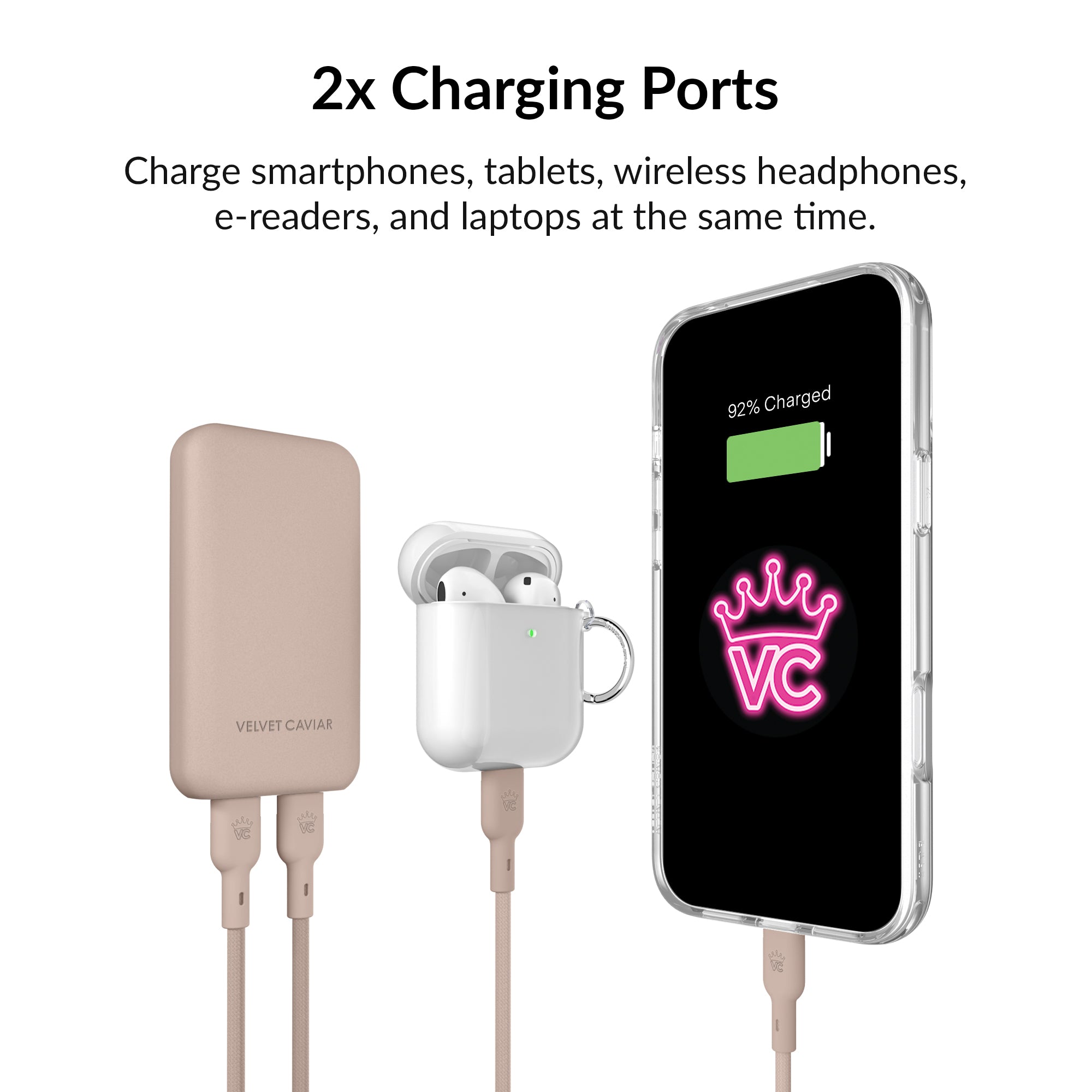 Iced Chai Fast Charging Set, Dual Port Wall Adapter + 6ft USB-C Cable