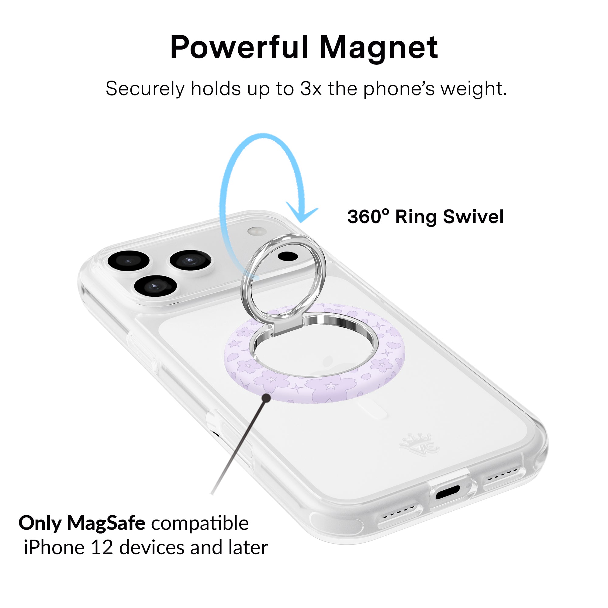 Lavender Cherry Blossom MagSafe Grip Ring