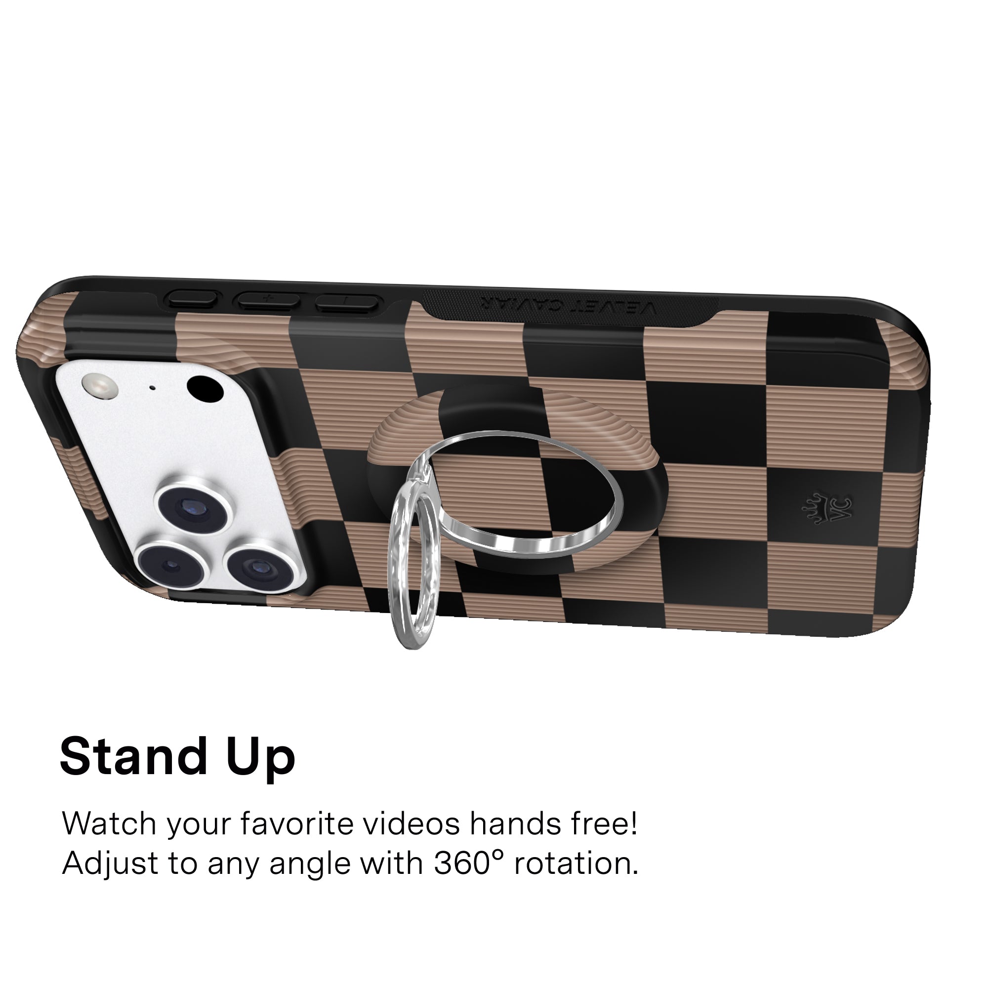 Mocha Vibe Checkered MagSafe Grip Ring