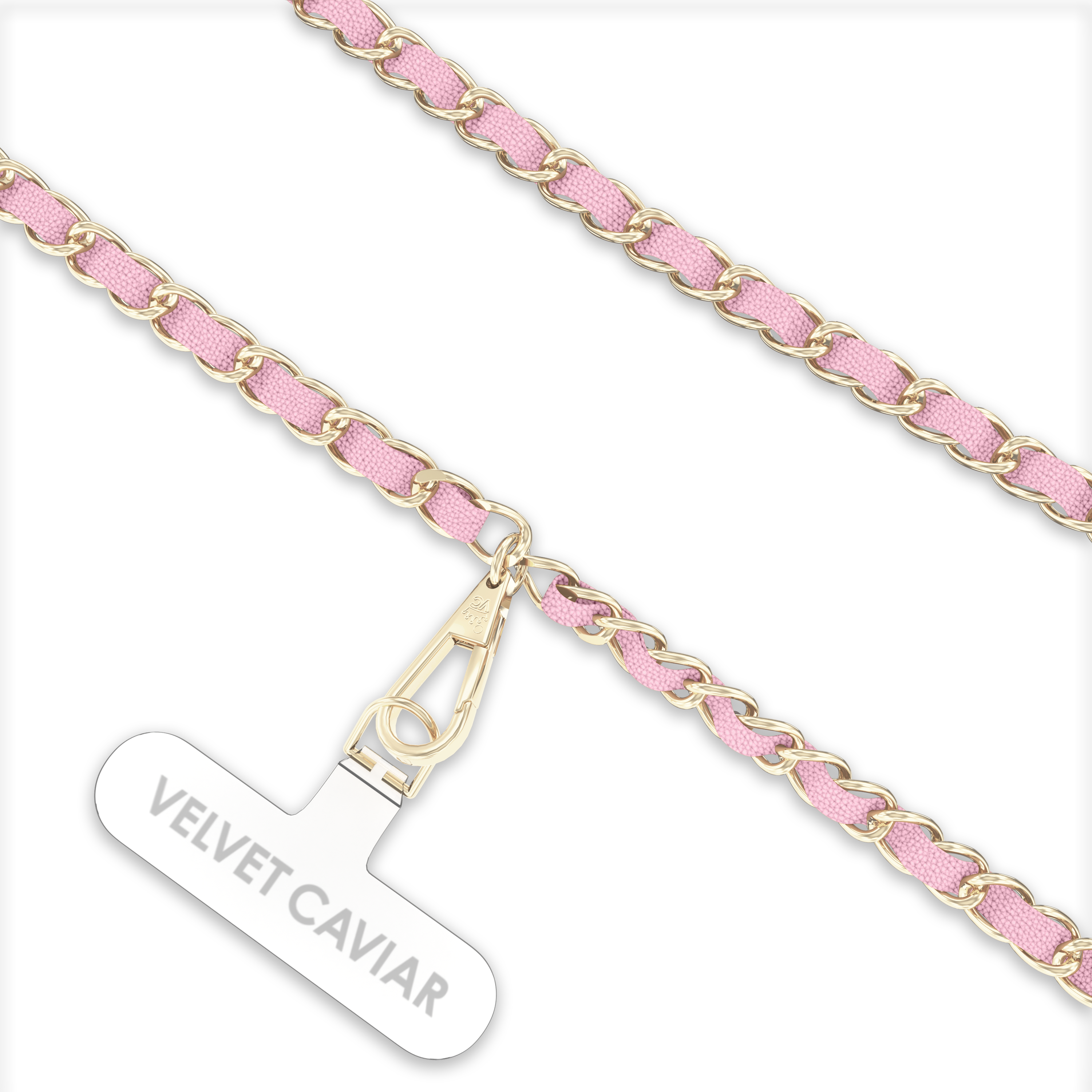 Pink Leather Chain Phone Crossbody Strap