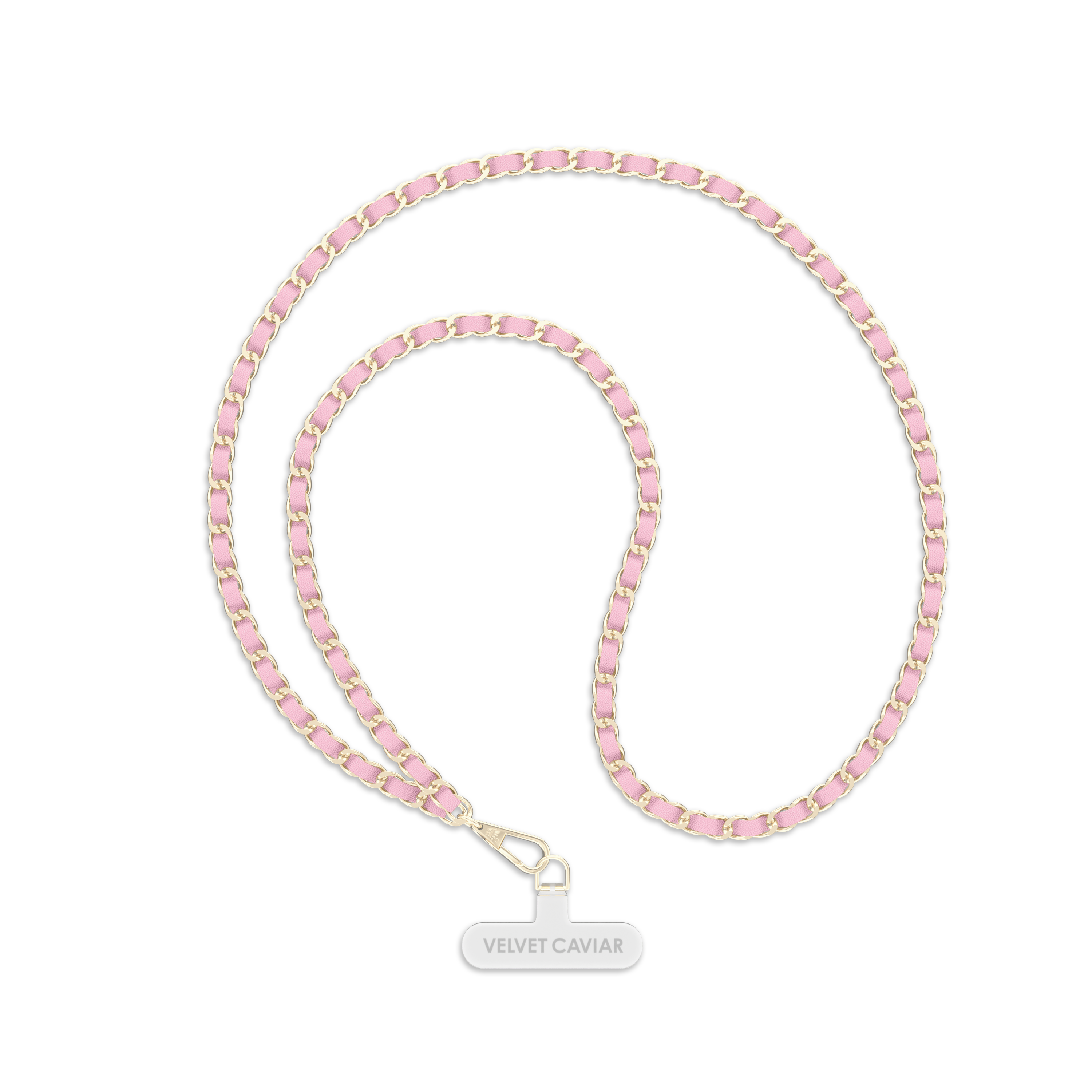 Pink Leather Chain Phone Crossbody Strap