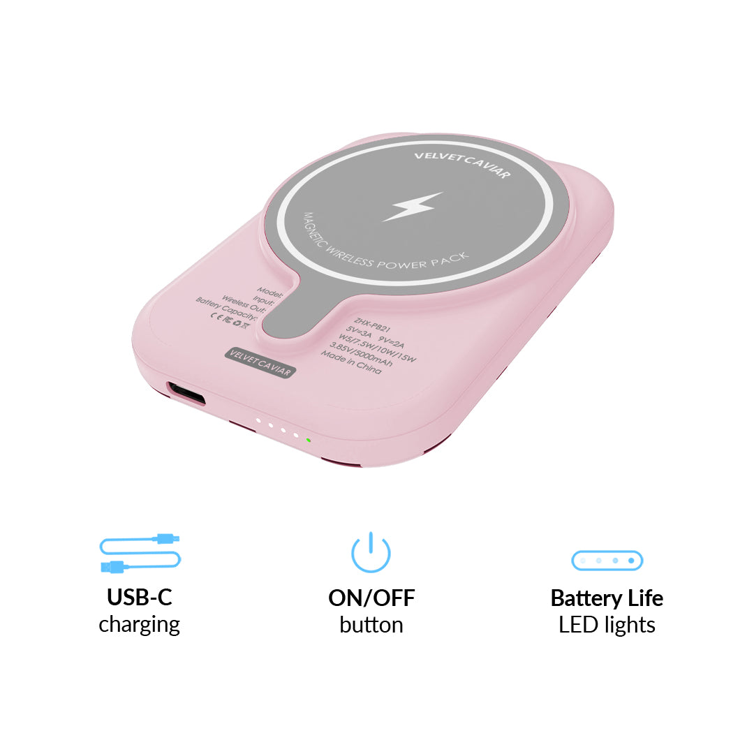 Princess Pink Polka Dot MagSafe Battery Power Pack