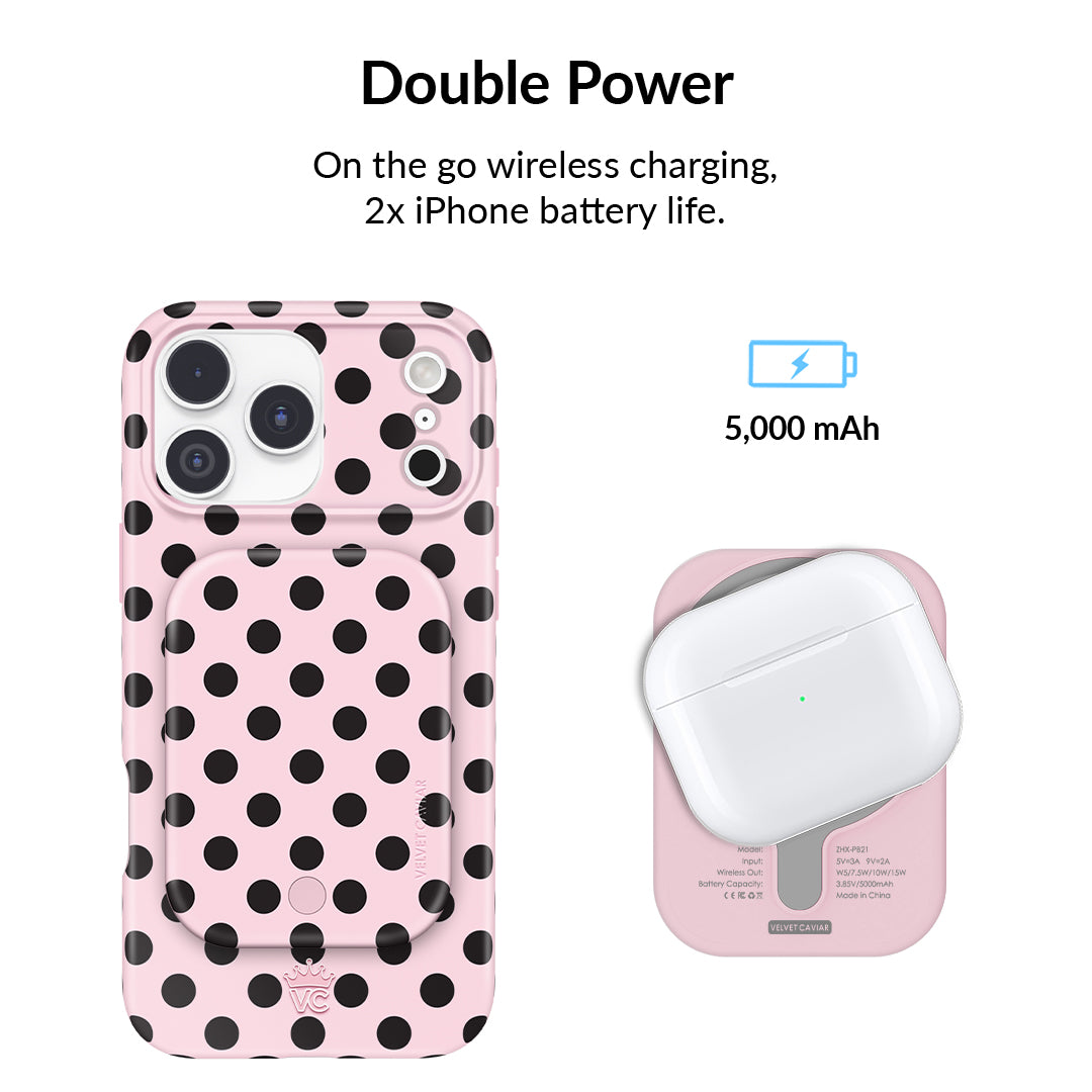Princess Pink Polka Dot MagSafe Battery Power Pack