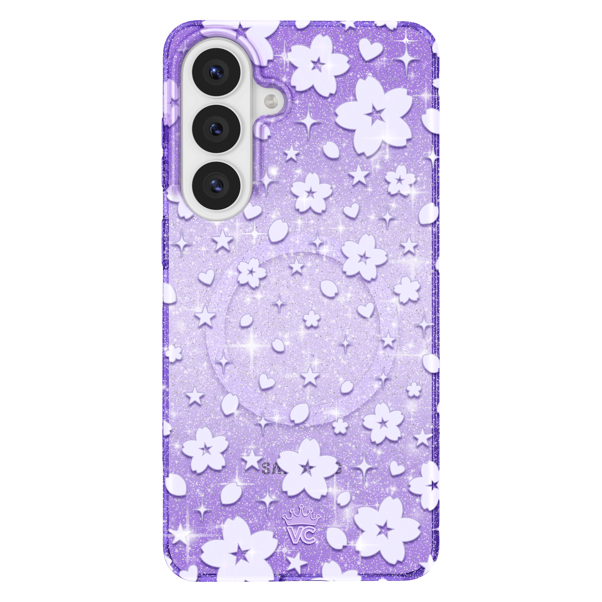 Lavender Cherry Blossom Glitter Samsung Case