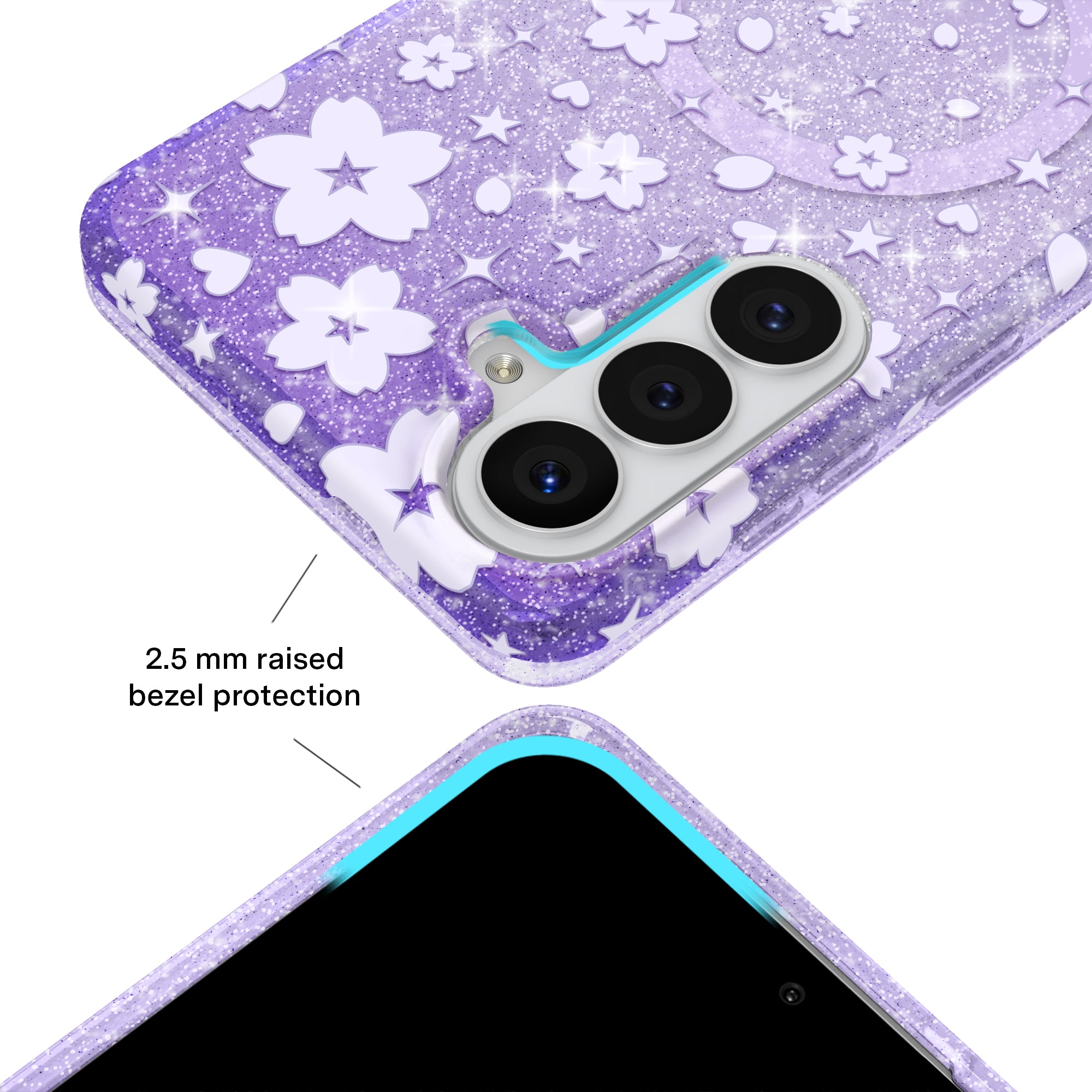 Lavender Cherry Blossom Glitter Samsung Case