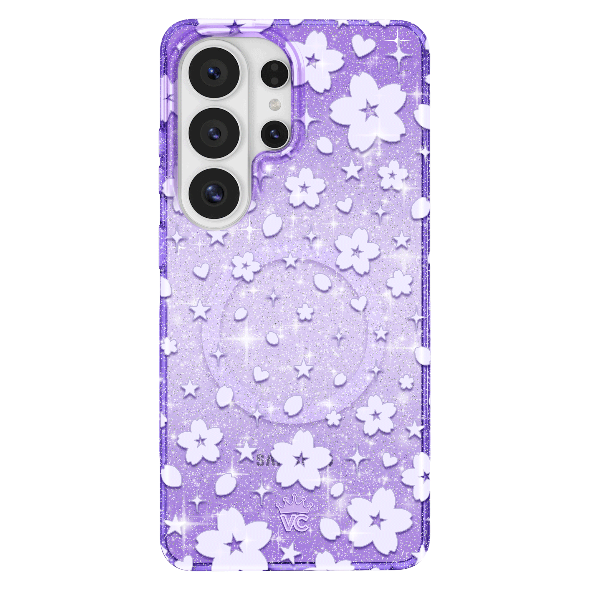 Lavender Cherry Blossom Glitter Samsung Case