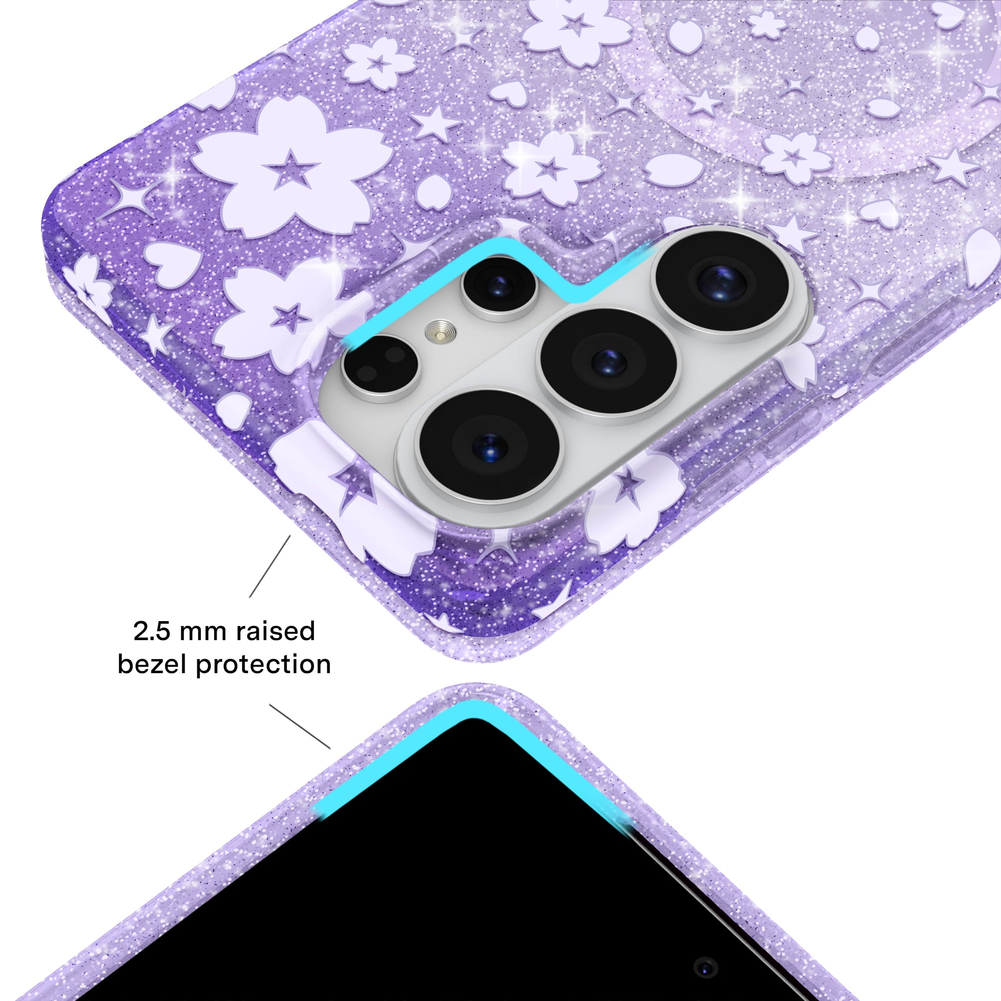 Lavender Cherry Blossom Glitter Samsung Case