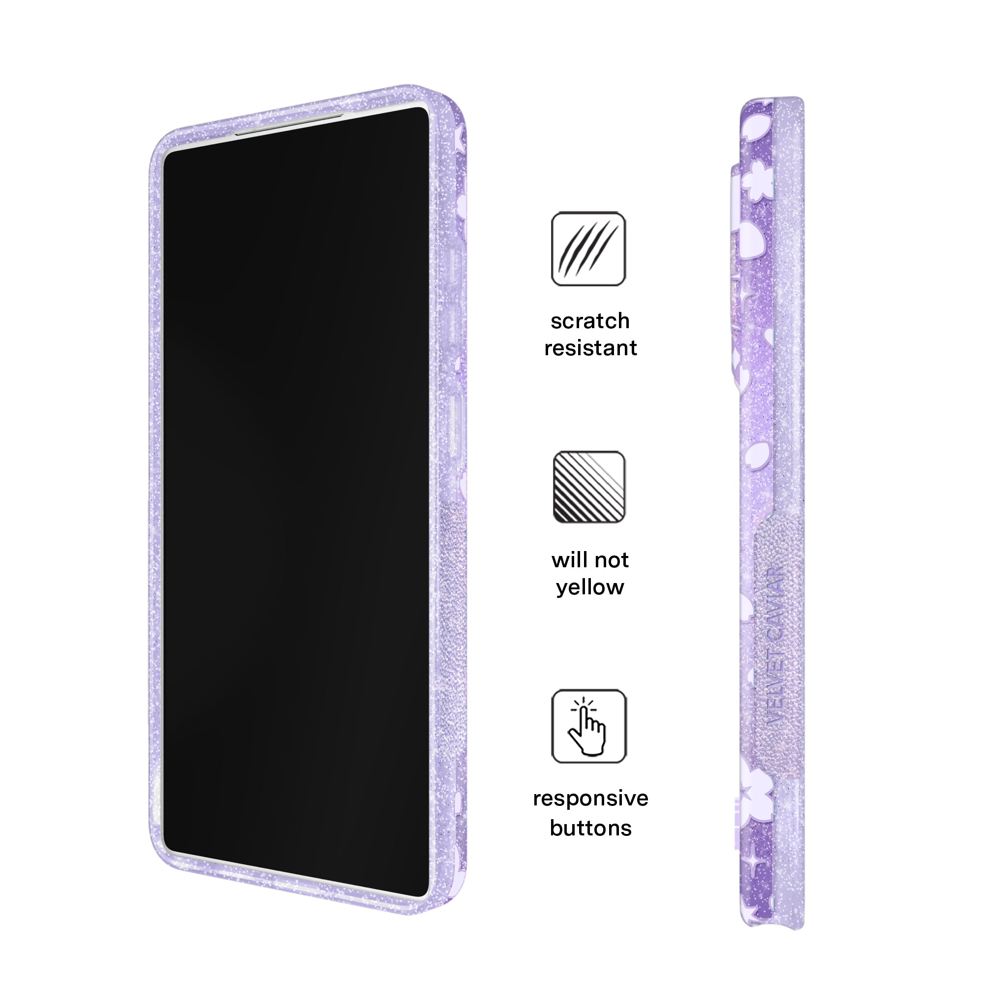 Lavender Cherry Blossom Glitter Samsung Case