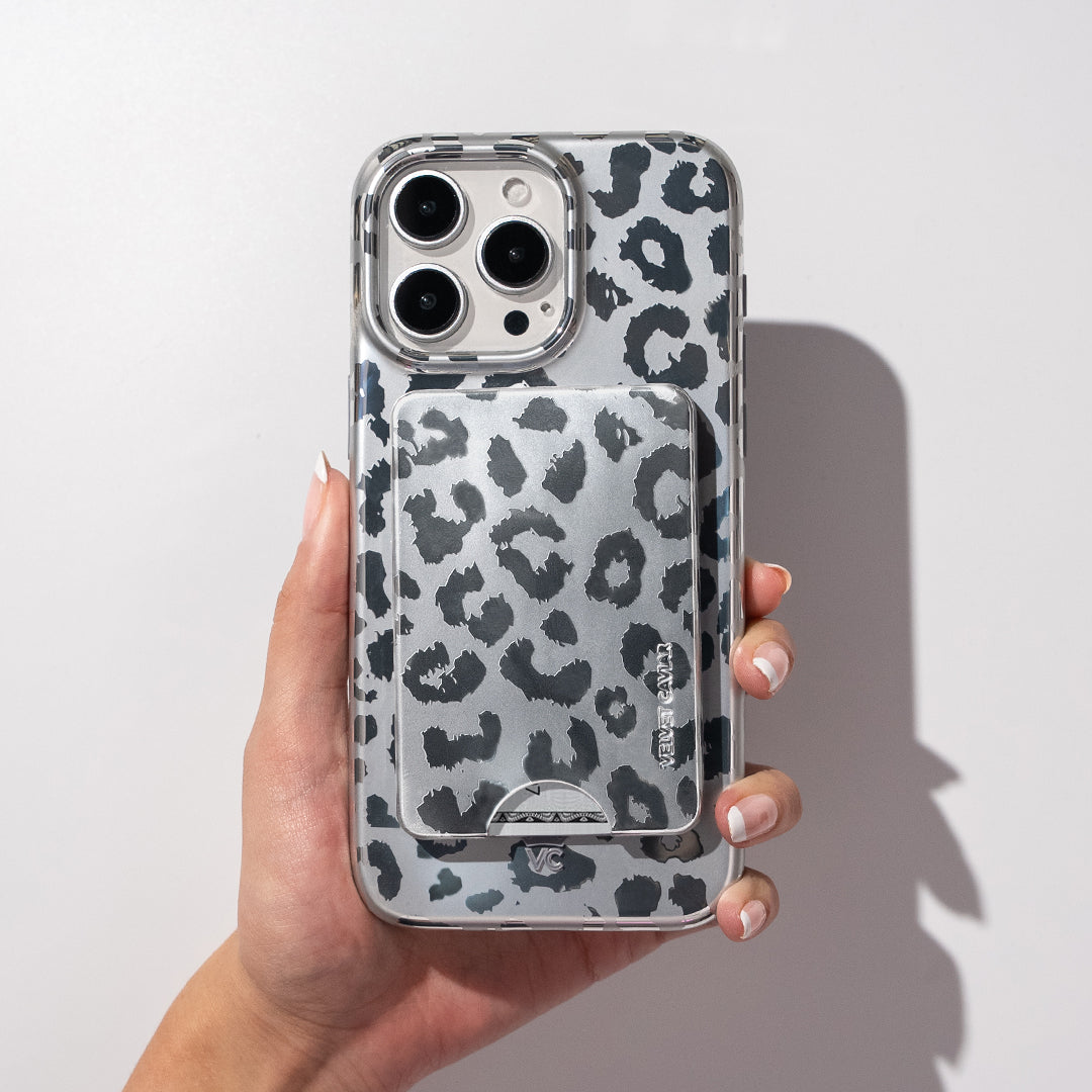 Silver Chrome Leopard MagSafe Wallet