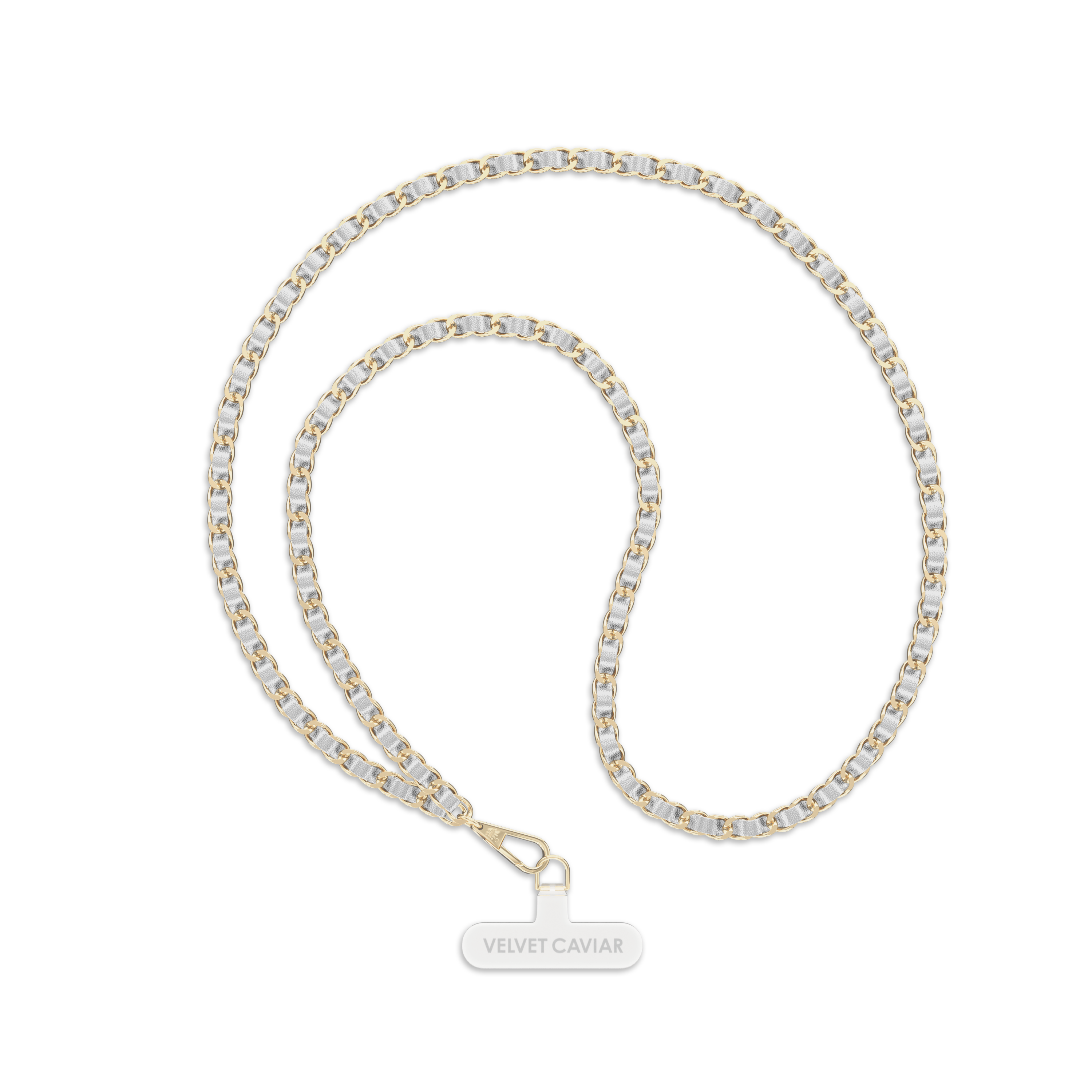 Silver Leather Chain Phone Crossbody Strap