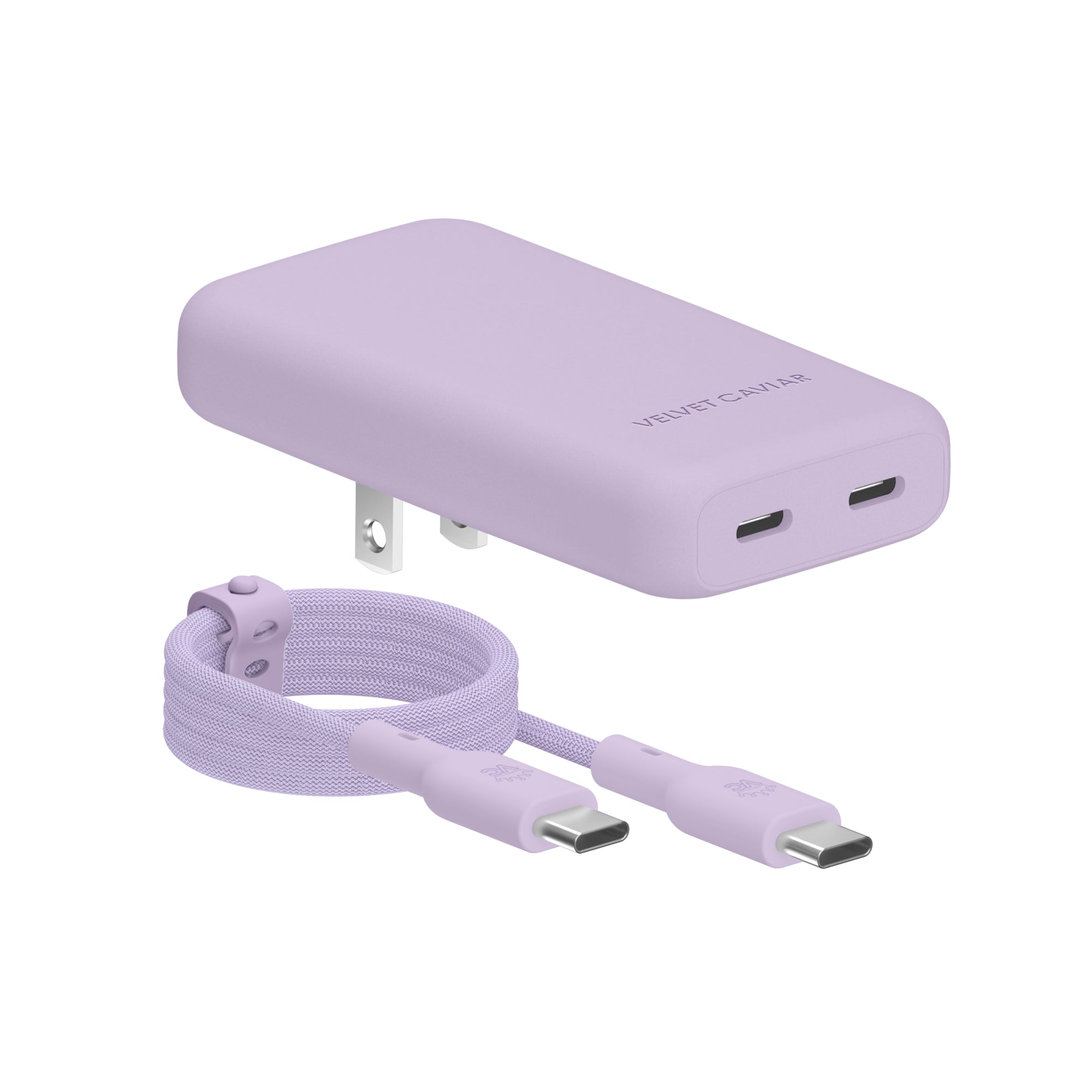 Soft Lilac Fast Charging Set, Dual Port Wall Adapter + 6ft USB-C Cable