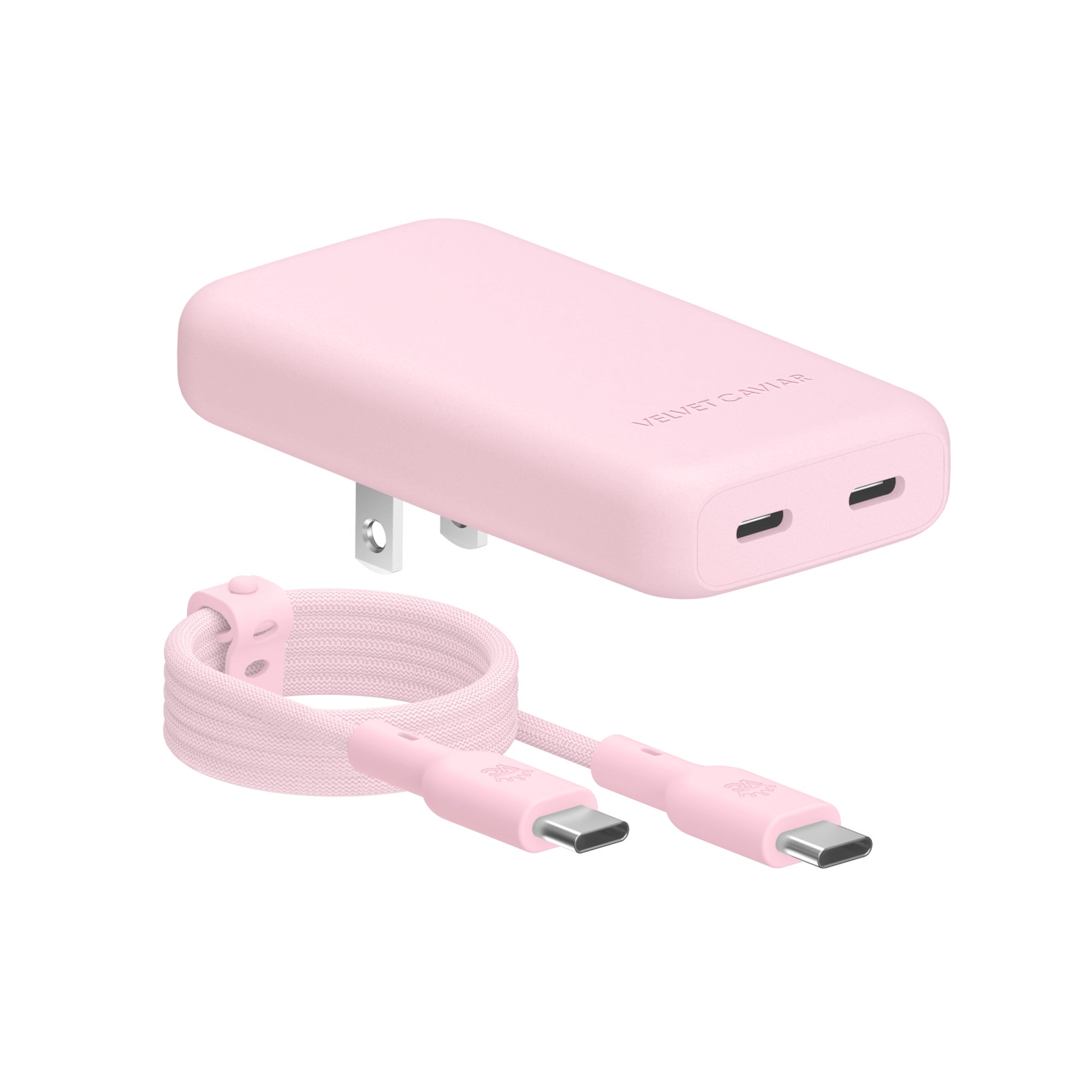 Strawberry Milk Fast Charging Set, Dual Port Wall Adapter + 6ft USB-C Cable