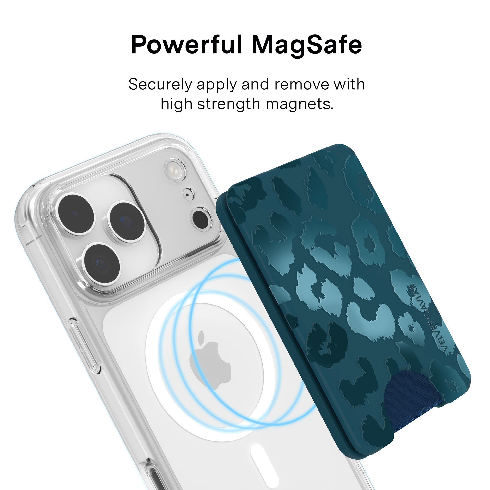 Metallic Navy Leopard MagSafe Wallet