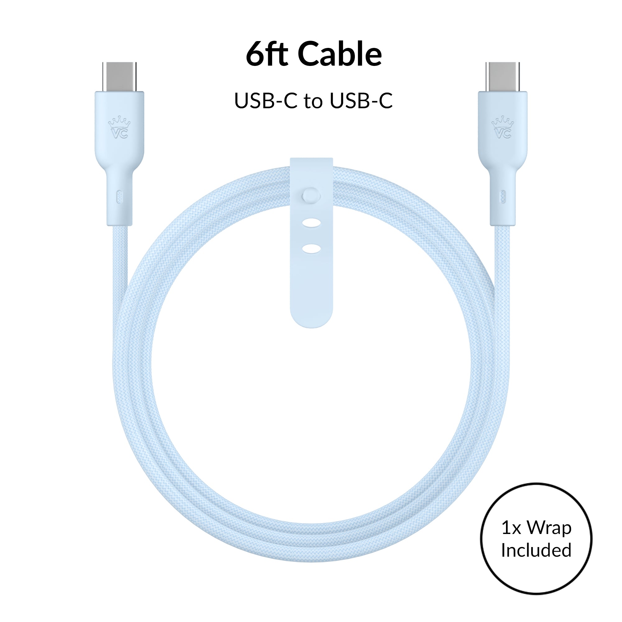 Whisper Blue Fast Charging Set, Dual Port Wall Adapter + 6ft USB-C Cable