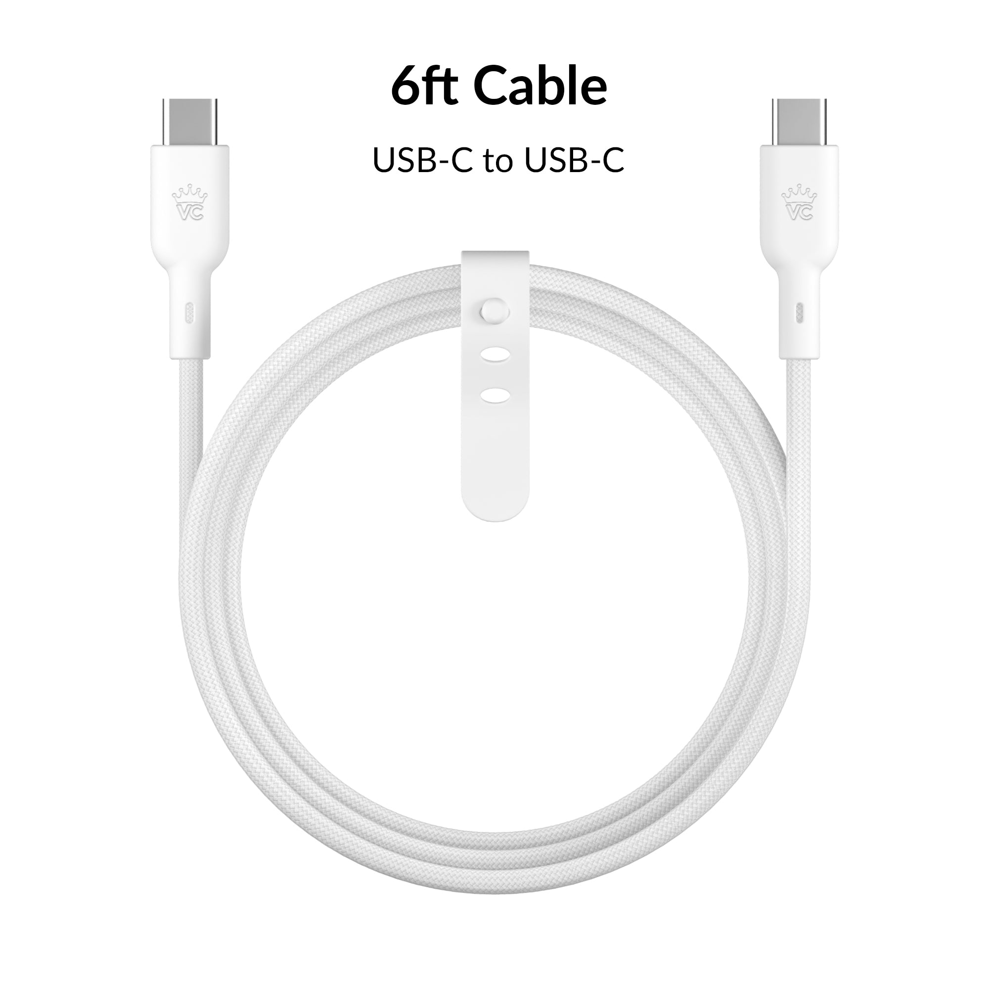 White Fast Charging Cable, 6ft USB-C