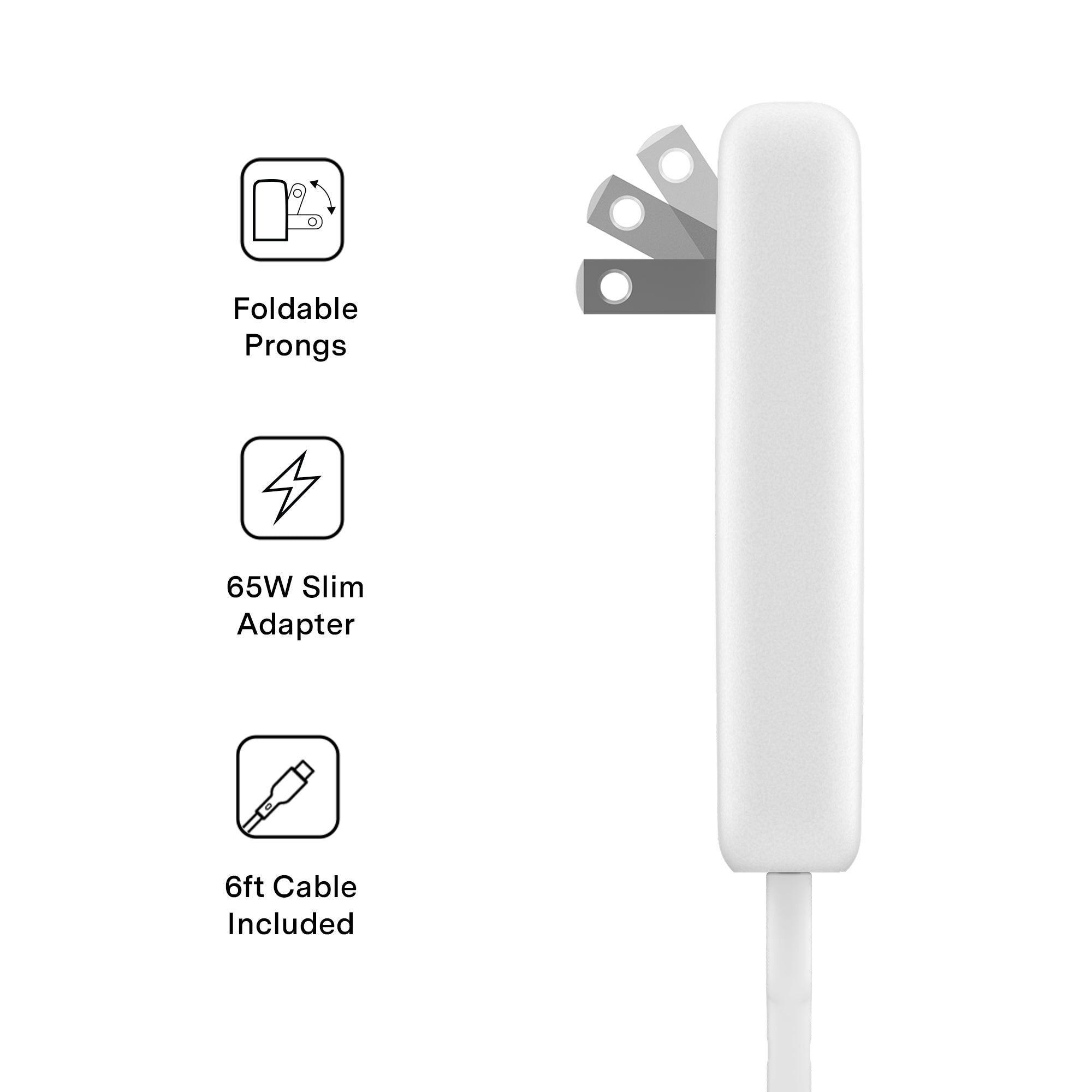 White Fast Charging Set, Dual Port Wall Adapter + 6ft USB-C Cable