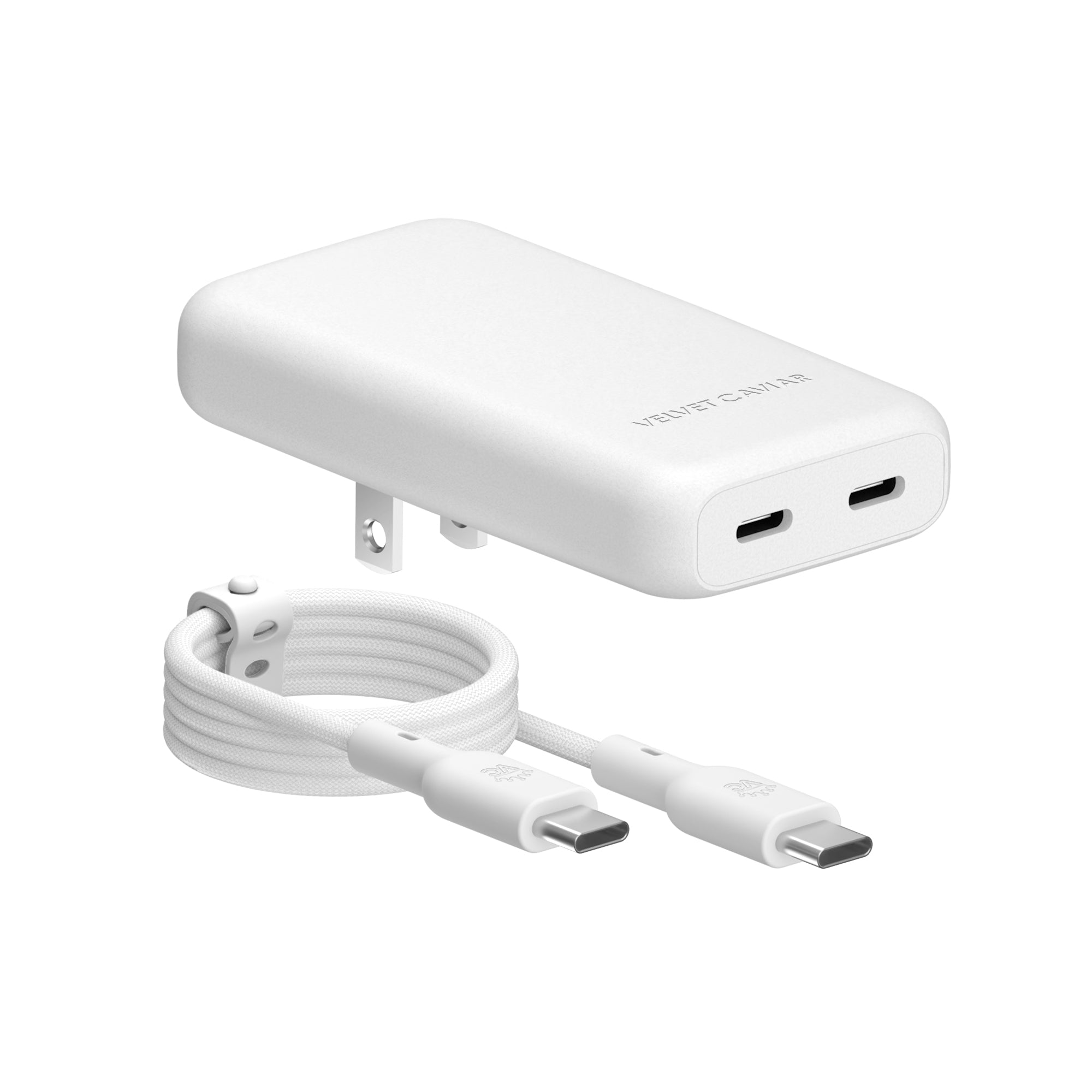 White Fast Charging Set, Dual Port Wall Adapter + 6ft USB-C Cable