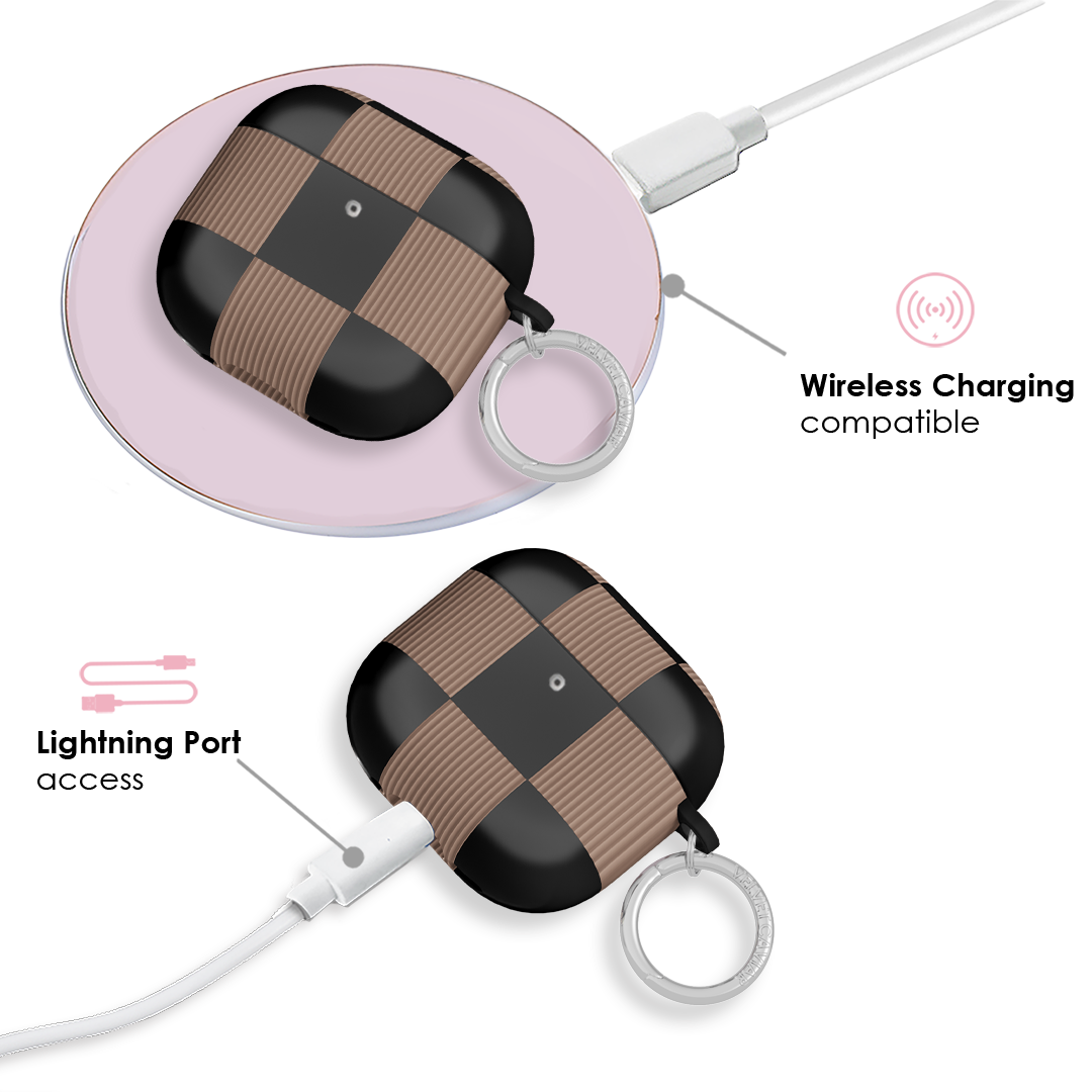 Mocha Vibe Checkered AirPod Case