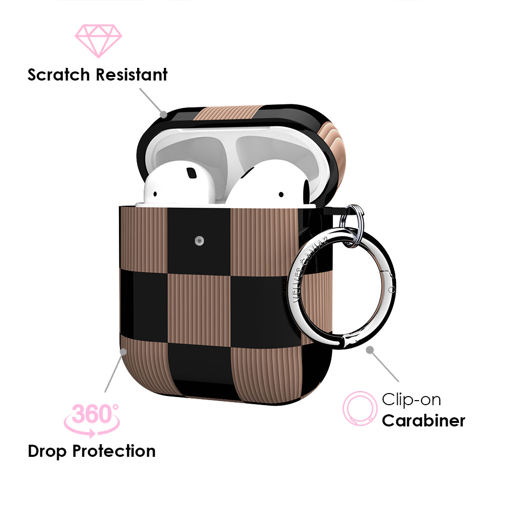 Mocha Vibe Checkered AirPod Case