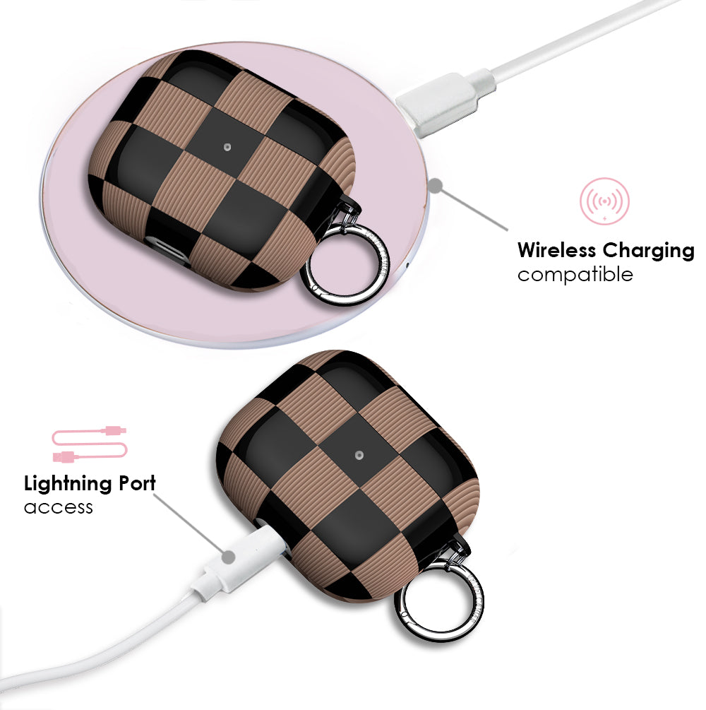 Mocha Vibe Checkered AirPod Case