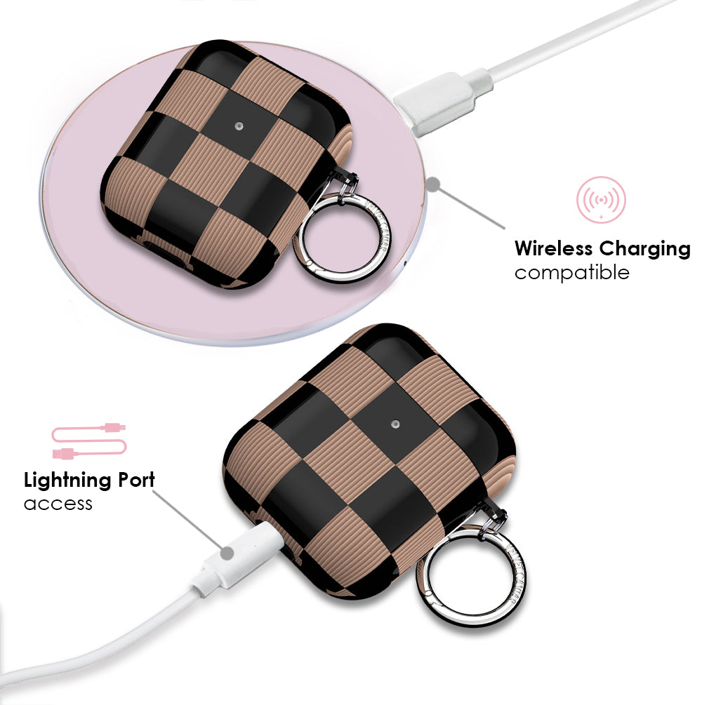 Mocha Vibe Checkered AirPod Case