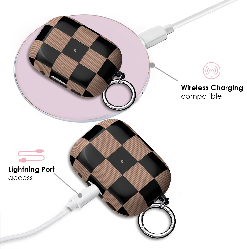 Mocha Vibe Checkered AirPod Case